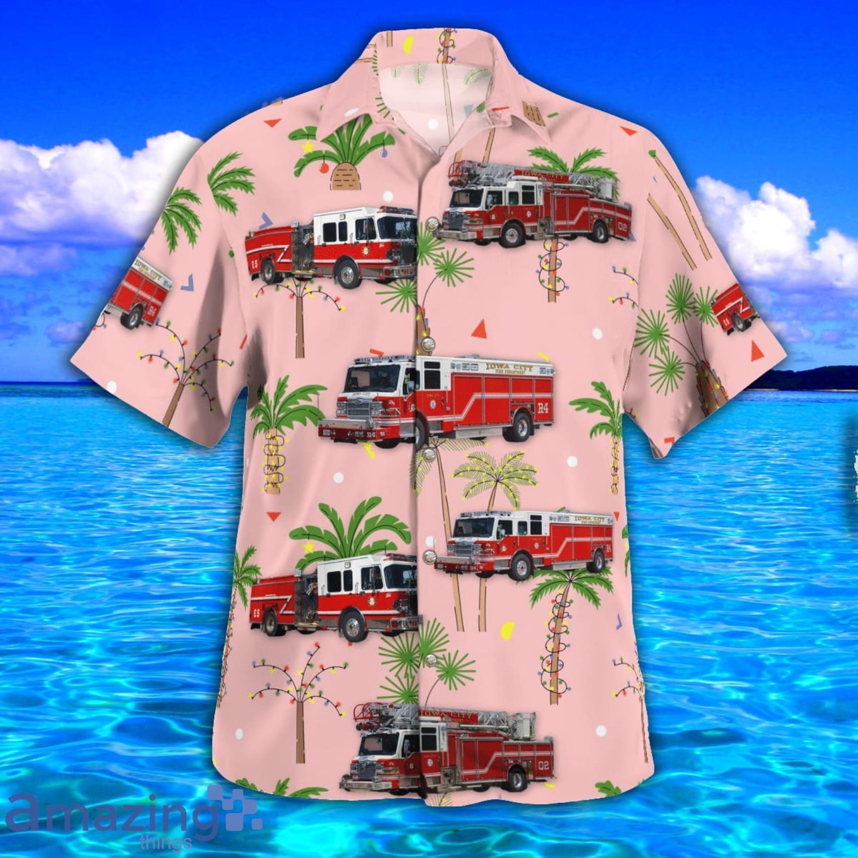 Iowa City Fire Department AOP Aloha Tropical Style Hawaiian Shirt And Beach Short image Iowa City Fire Department AOP Aloha Tropical Style Hawaiian Shirt And Beach Short Product Photo 2
