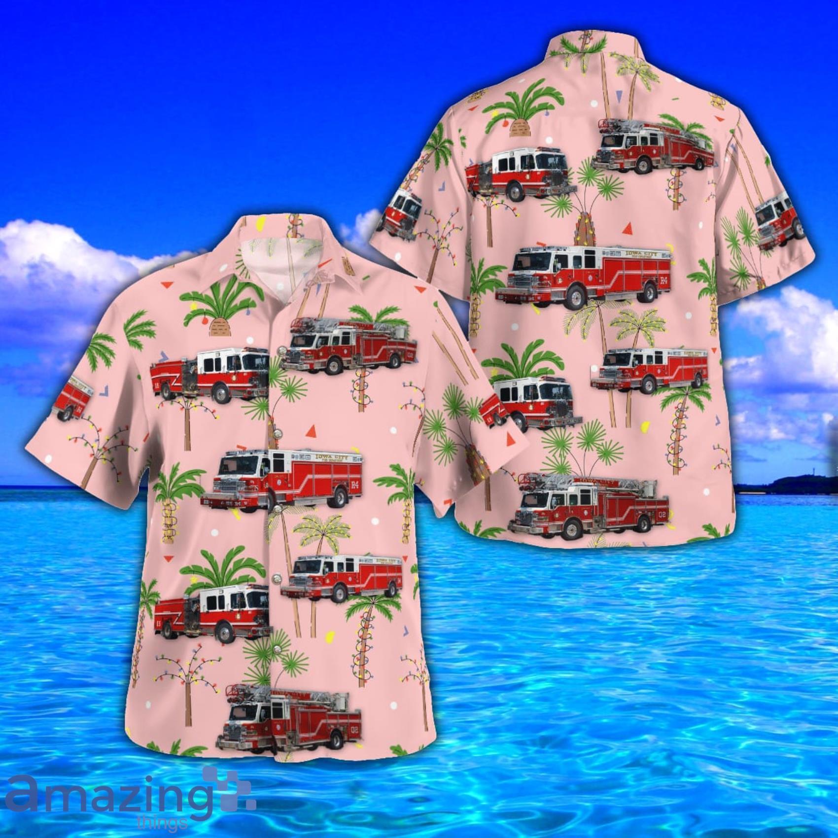 Iowa City Fire Department AOP Aloha Tropical Style Hawaiian Shirt And Beach Short Product Photo 1