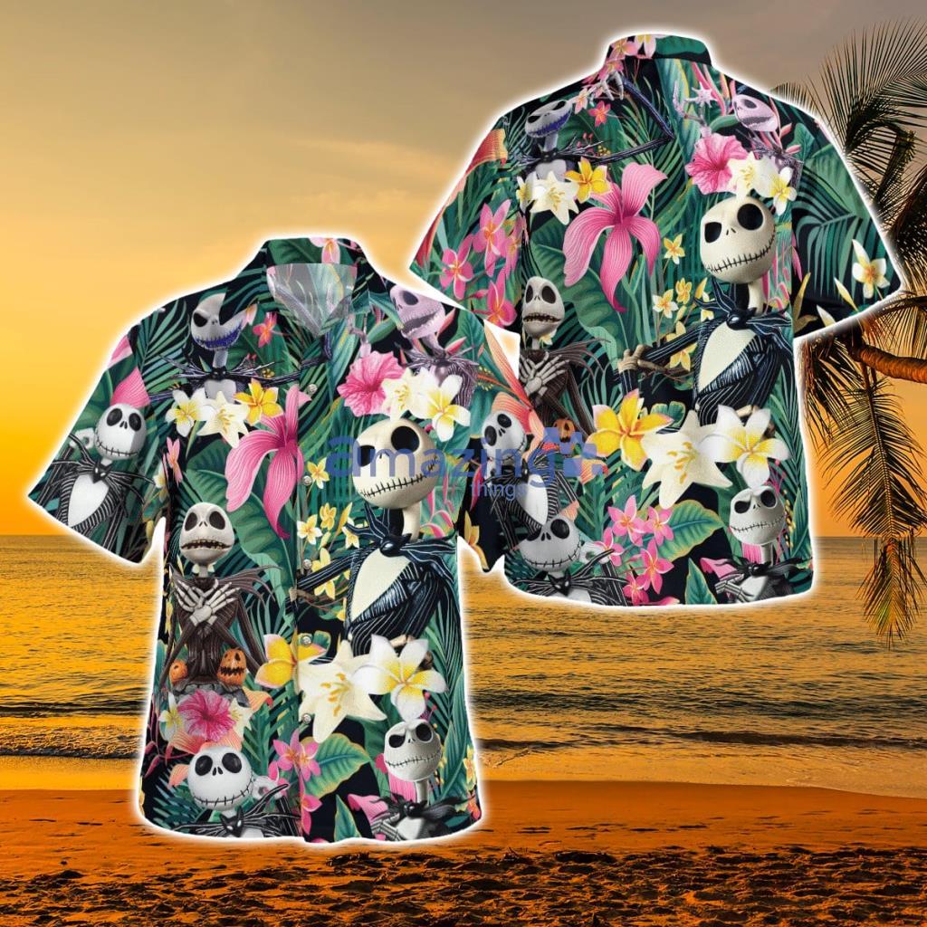 Jack Skelliington Tropical Flower Hawaiian Shirt For Men And Women Product Photo 1