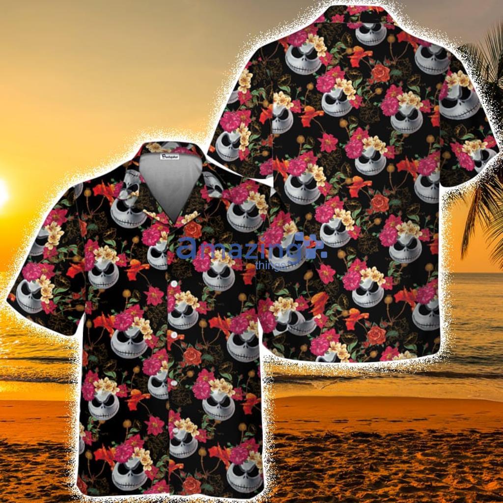 Jack Skellington Flower Pattern Hawaiian Shirt For Men And Women Product Photo 1
