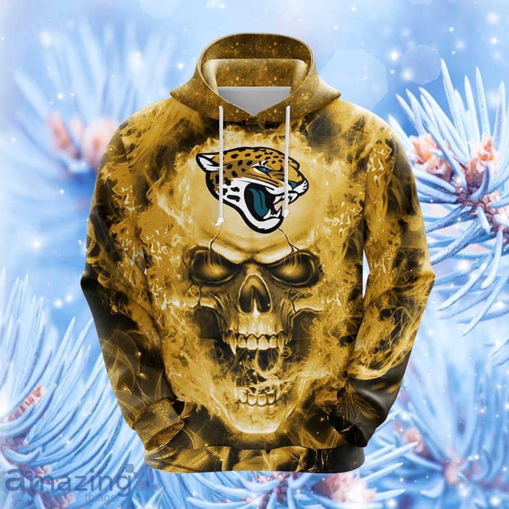 Jacksonville Jaguars NFL Skull Funny Yellow Hoodie, Zip Hoodie 3D All Over Print For Fans Product Photo 1