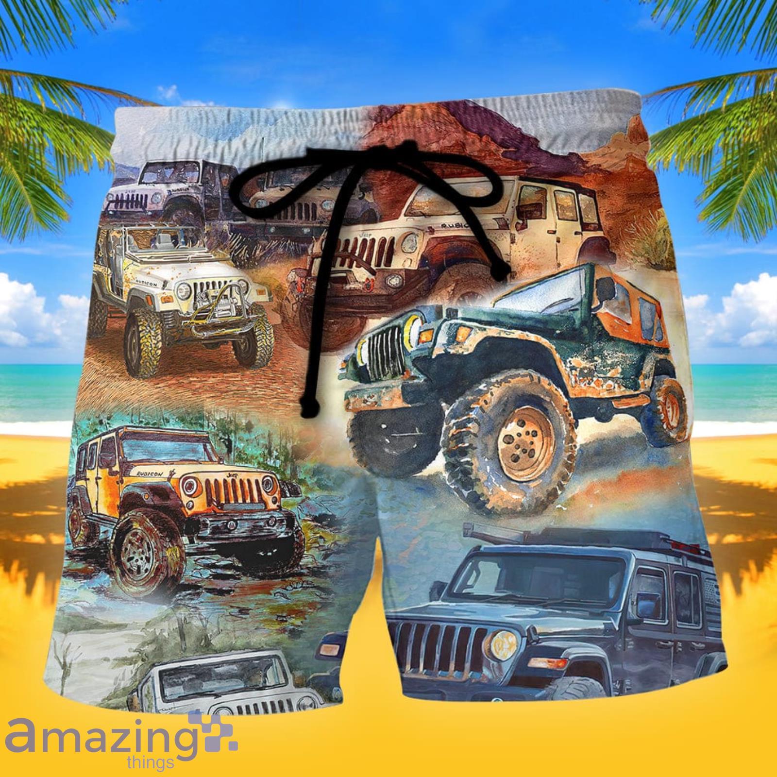 Jeep Painting Jeep Vintage Summer Gift Beach Shorts Product Photo 1