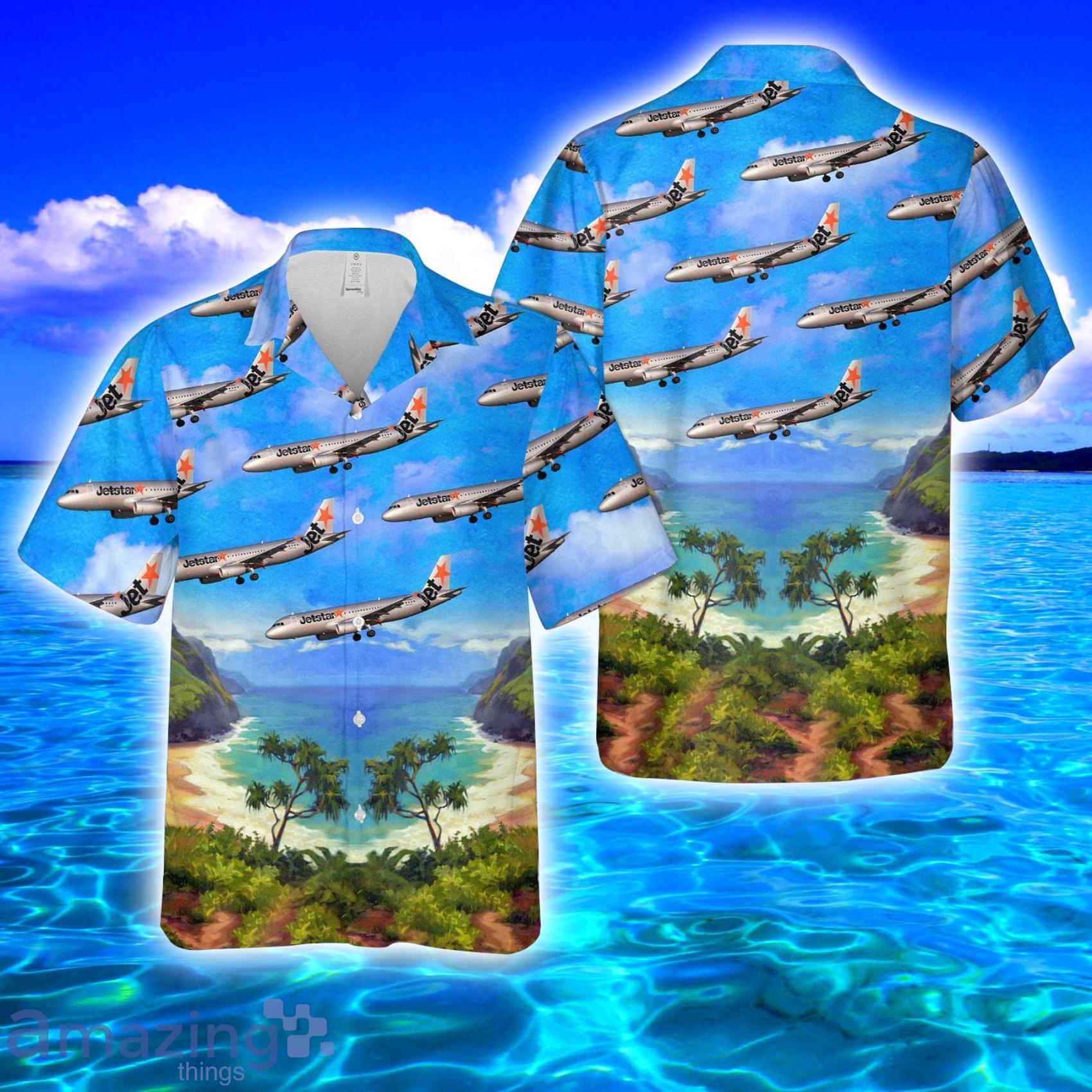 Jetstar Airbus A320-200 Tropical Style Full Print Hawaiian Shirt Vs Short Set Product Photo 1
