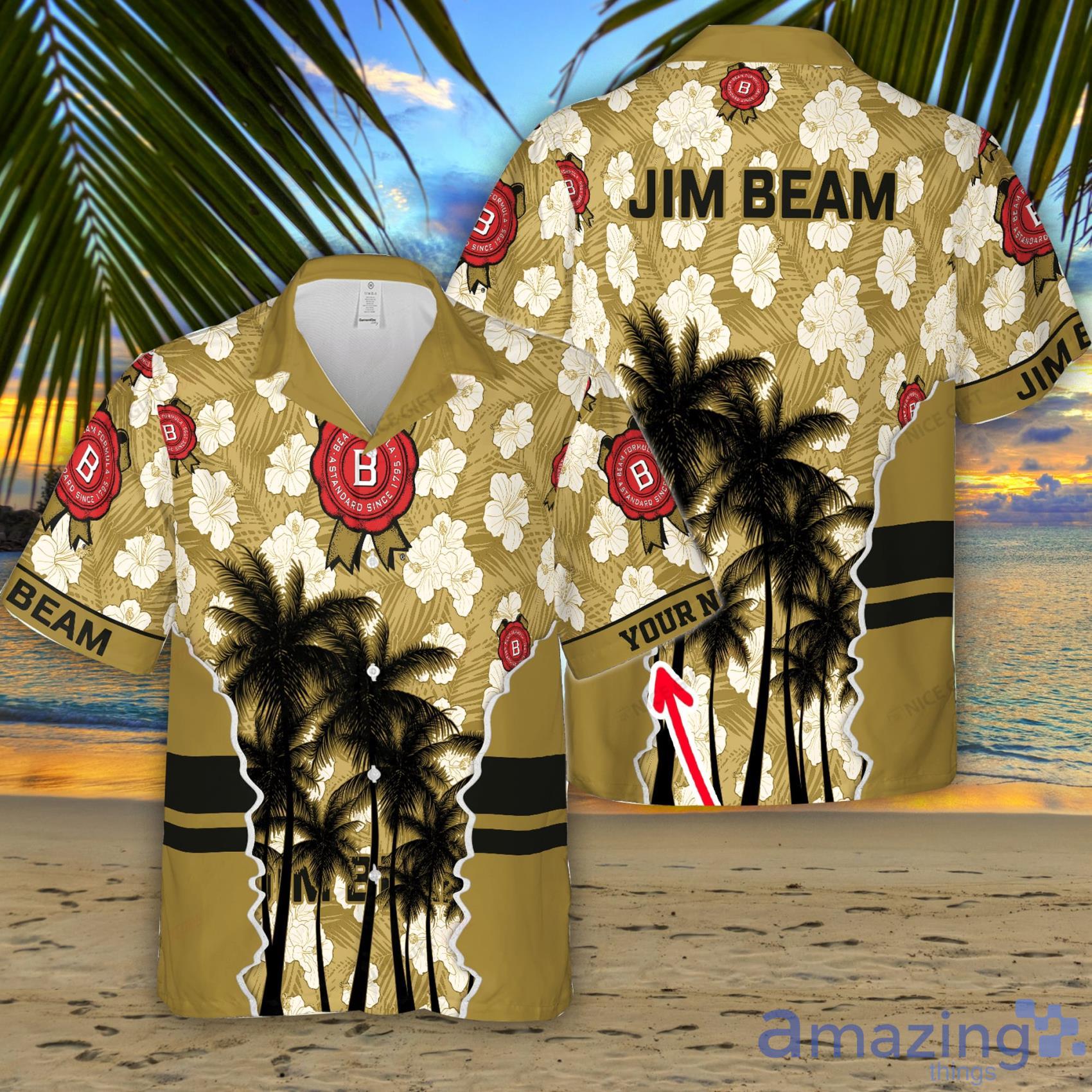 Jim Beam Flowers And Trees Custom Name Men And Women Hawaiian Shirt Summer Gift Product Photo 1