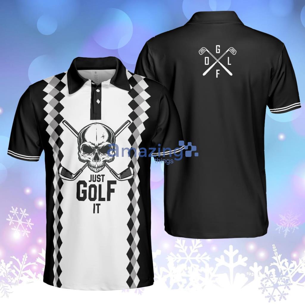 Just Golf It Skull Short Sleeve Golf Polo Shirt Product Photo 1