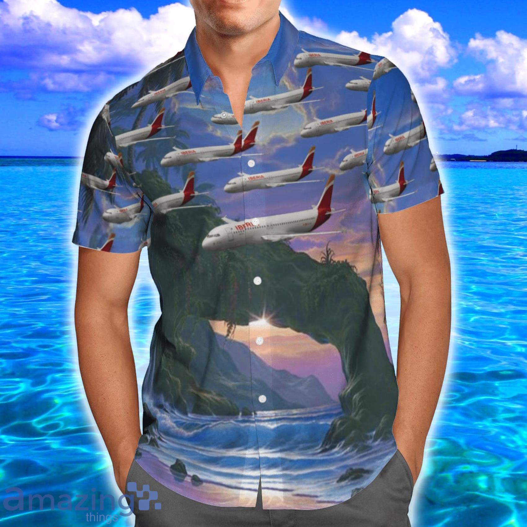 KAHH2106BC09 Iberia Airbus A320 200 Tropical Style Full Print Hawaiian Shirt Vs Short Set image KAHH2106BC09 Iberia Airbus A320-200 Tropical Style Full Print Hawaiian Shirt Vs Short Set Product Photo 2