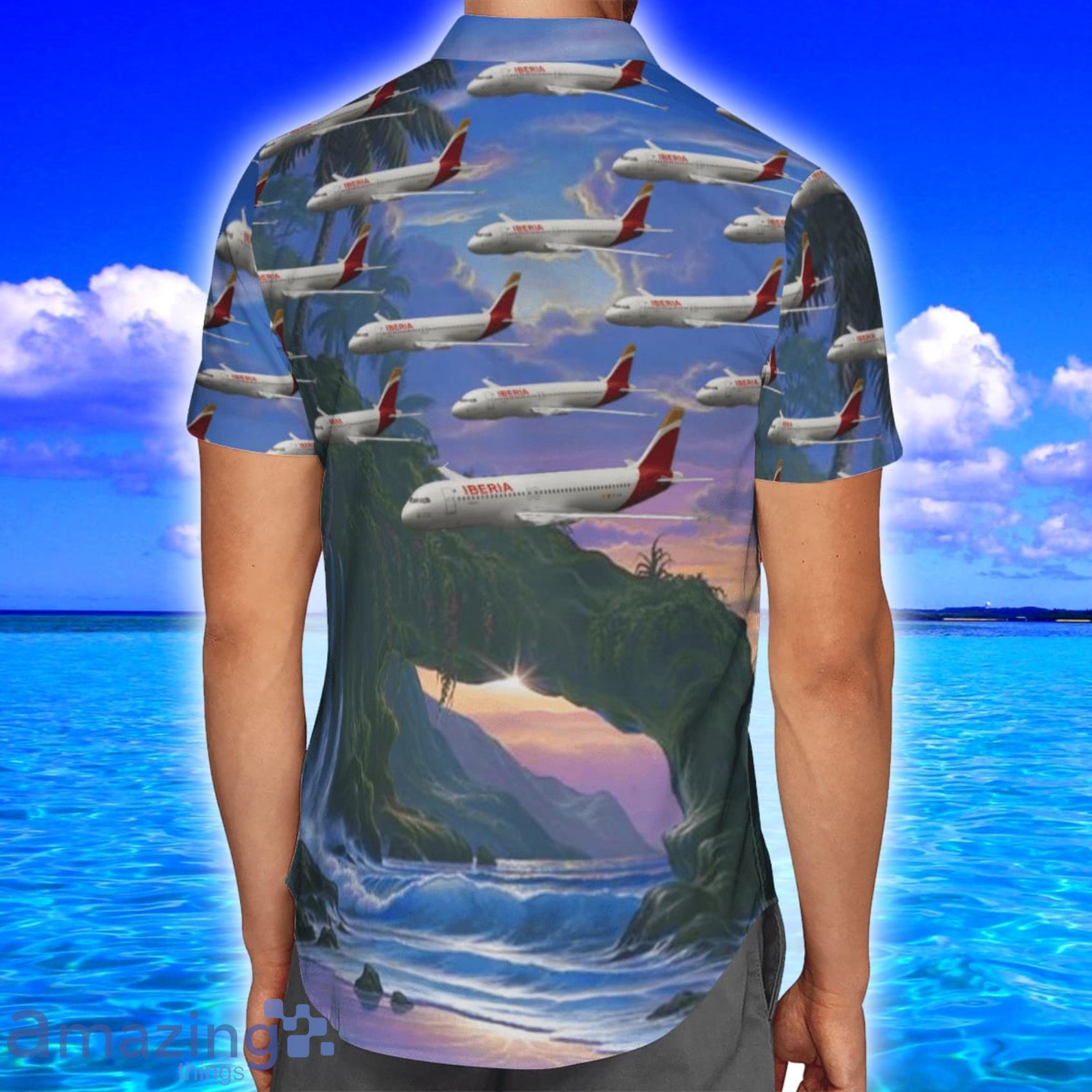 KAHH2106BC09 Iberia Airbus A320 200 Tropical Style Full Print Hawaiian Shirt Vs Short Set image KAHH2106BC09 Iberia Airbus A320-200 Tropical Style Full Print Hawaiian Shirt Vs Short Set Product Photo 3