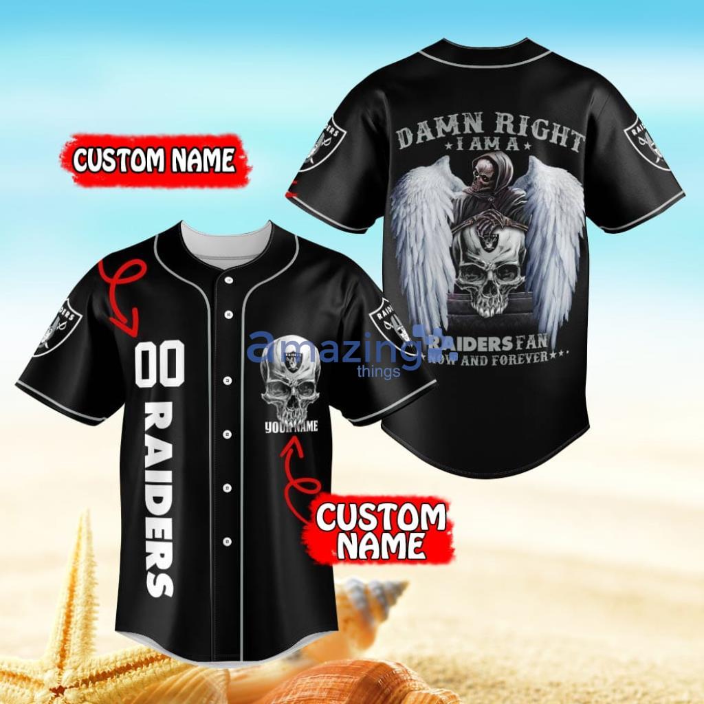 Las Vegas Raiders Damn Right Skull NFL Baseball Jersey Shirt Gift