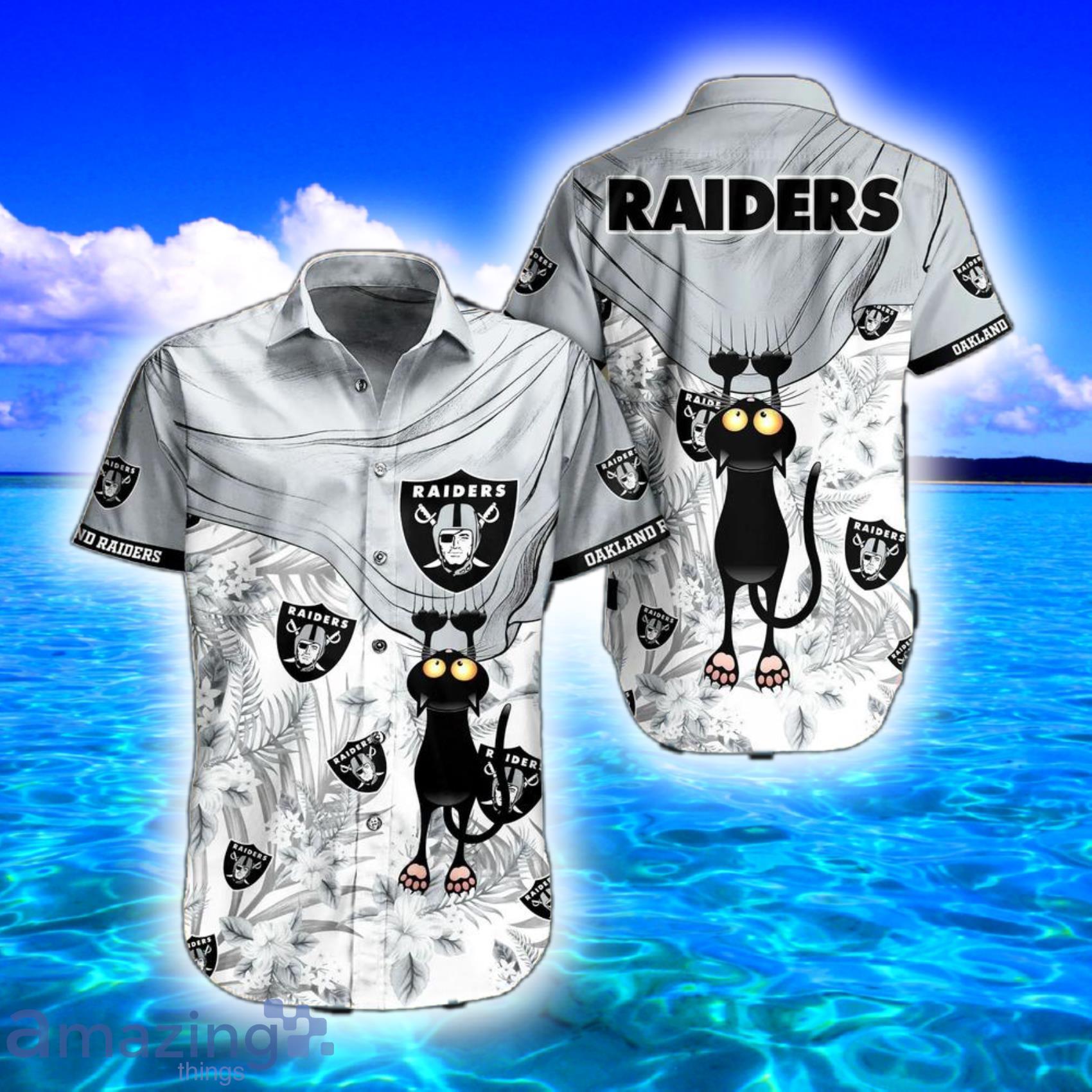 Black Cat Nfl Las Vegas Raiders Hawaiian Shirt - Shibtee Clothing