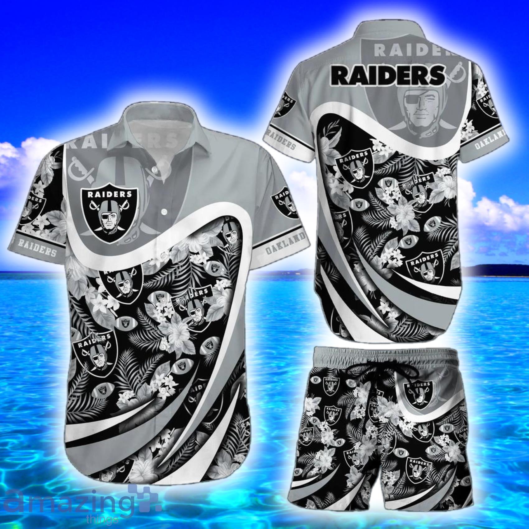Las Vegas Raiders Nfl Tropical Flowers Pattern Amazing Design Hawaiian Shirt  And Short