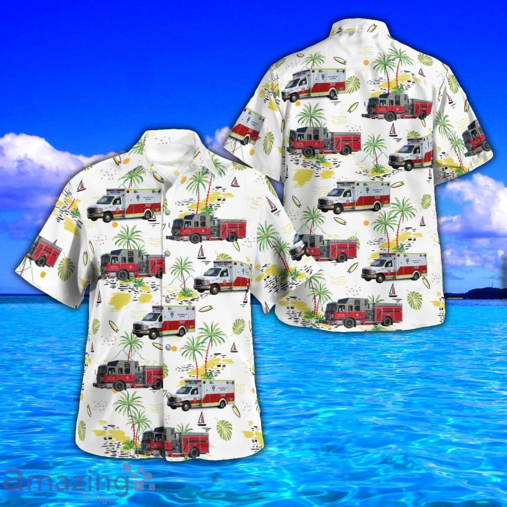 Leduc Fire Services AOP Aloha Tropical Style Hawaiian Shirt And Beach Short Product Photo 1