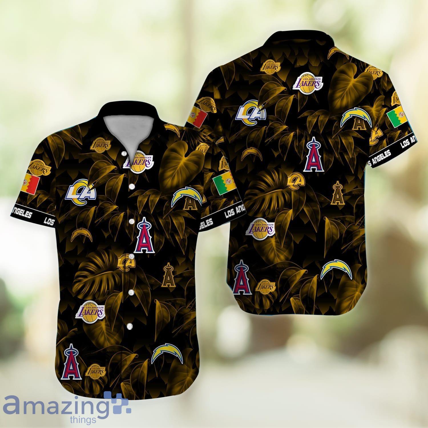 Los Angeles 3D Leaf Print Hawaiian Shirt For Men And Women Product Photo 1