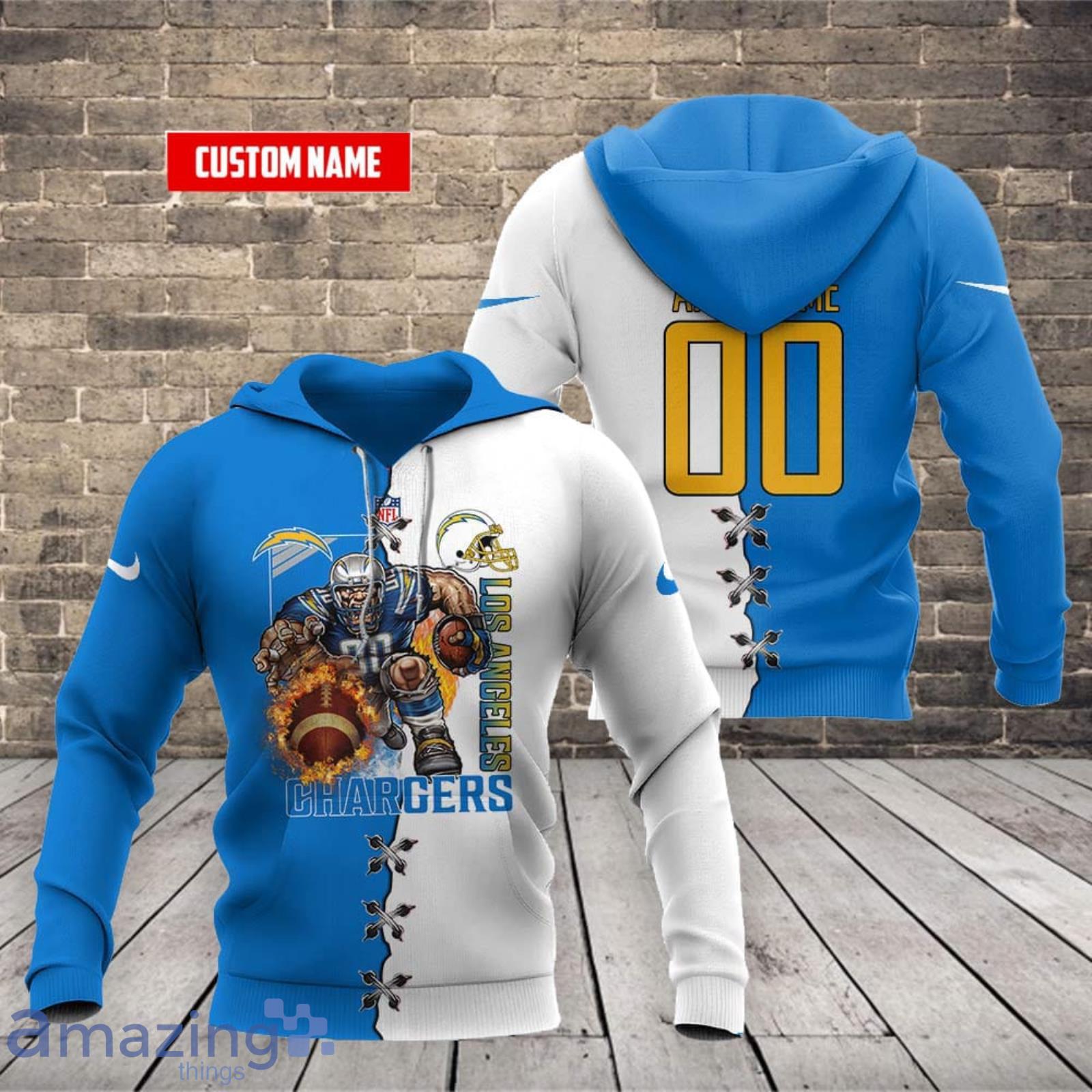 Los Angeles Chargers Nfl Custom Name And Number T-Shirt Sweatshirt Hoodie 3D All Over Print Shirt Product Photo 1