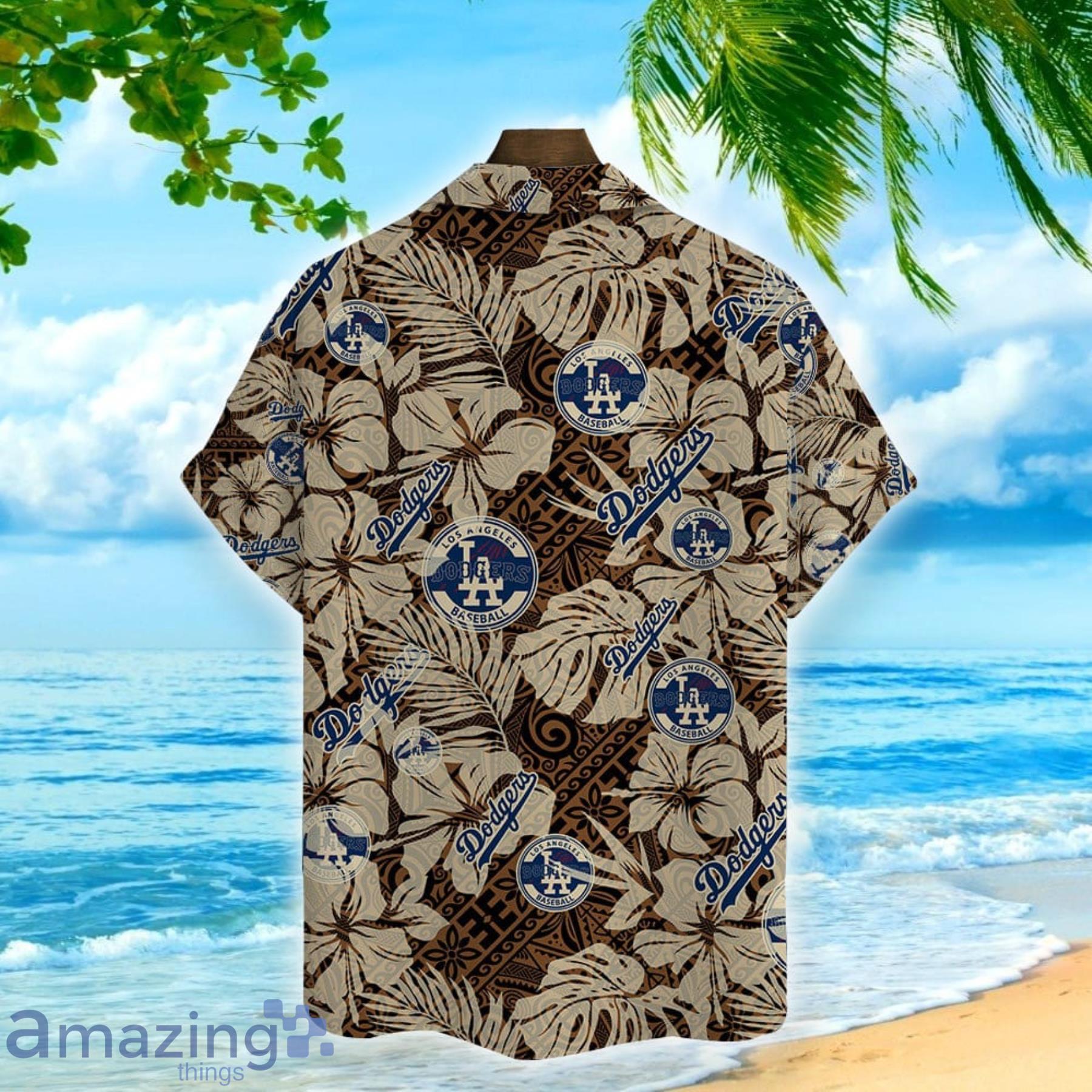 Los Angeles Dodgers Team Hibiscus Pattern Aloha Hawaiian Shirt