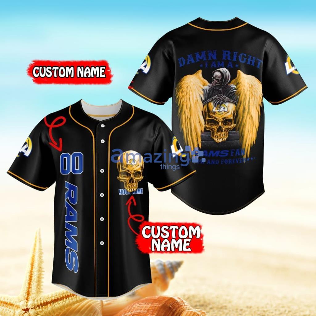 Los Angeles Rams Damn Right NFL Jersey Shirt Skull Custom Number