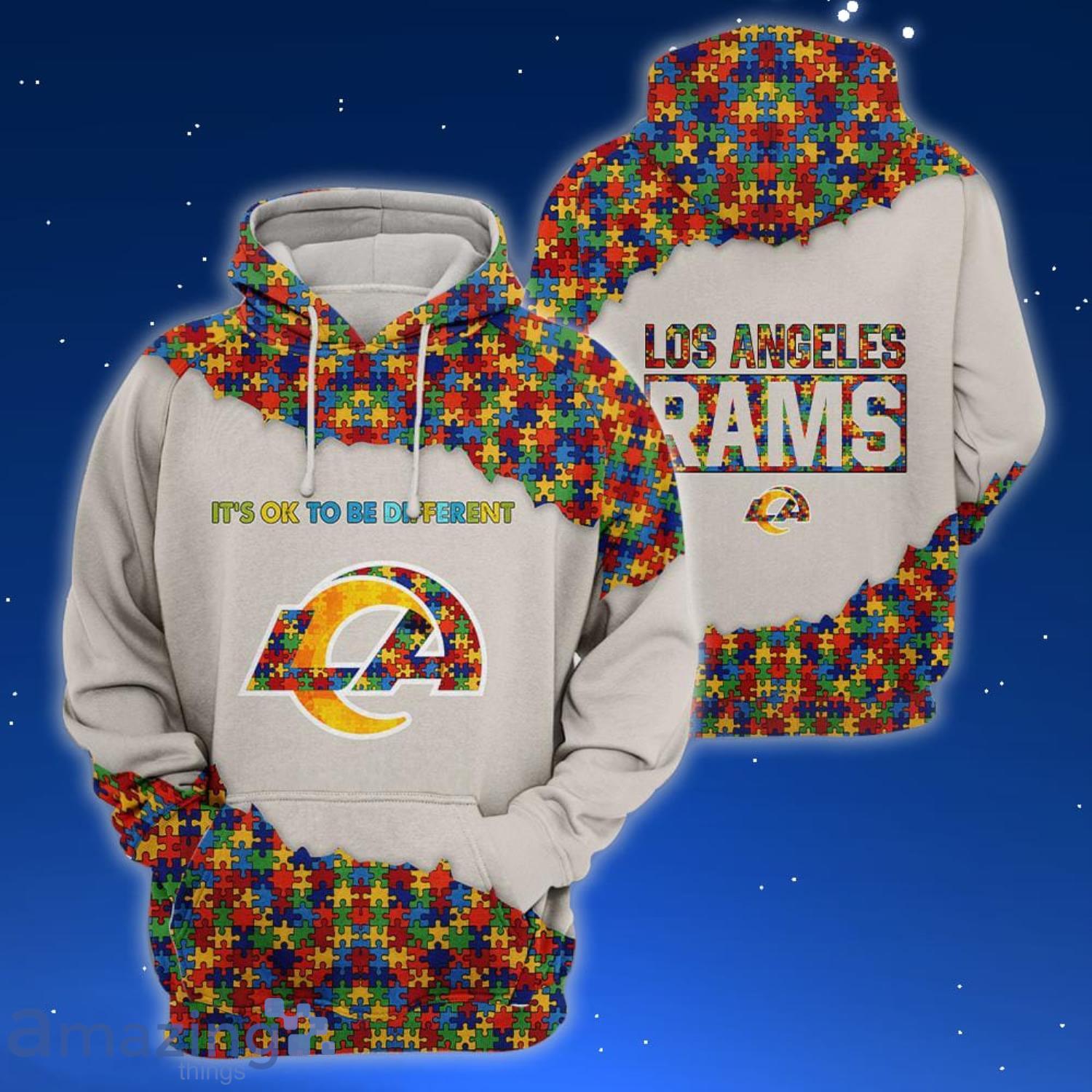 Los Angeles Rams NFL Autism All Over Printed 3D Shirt For Fans - Mockup-Hoodie-1-25