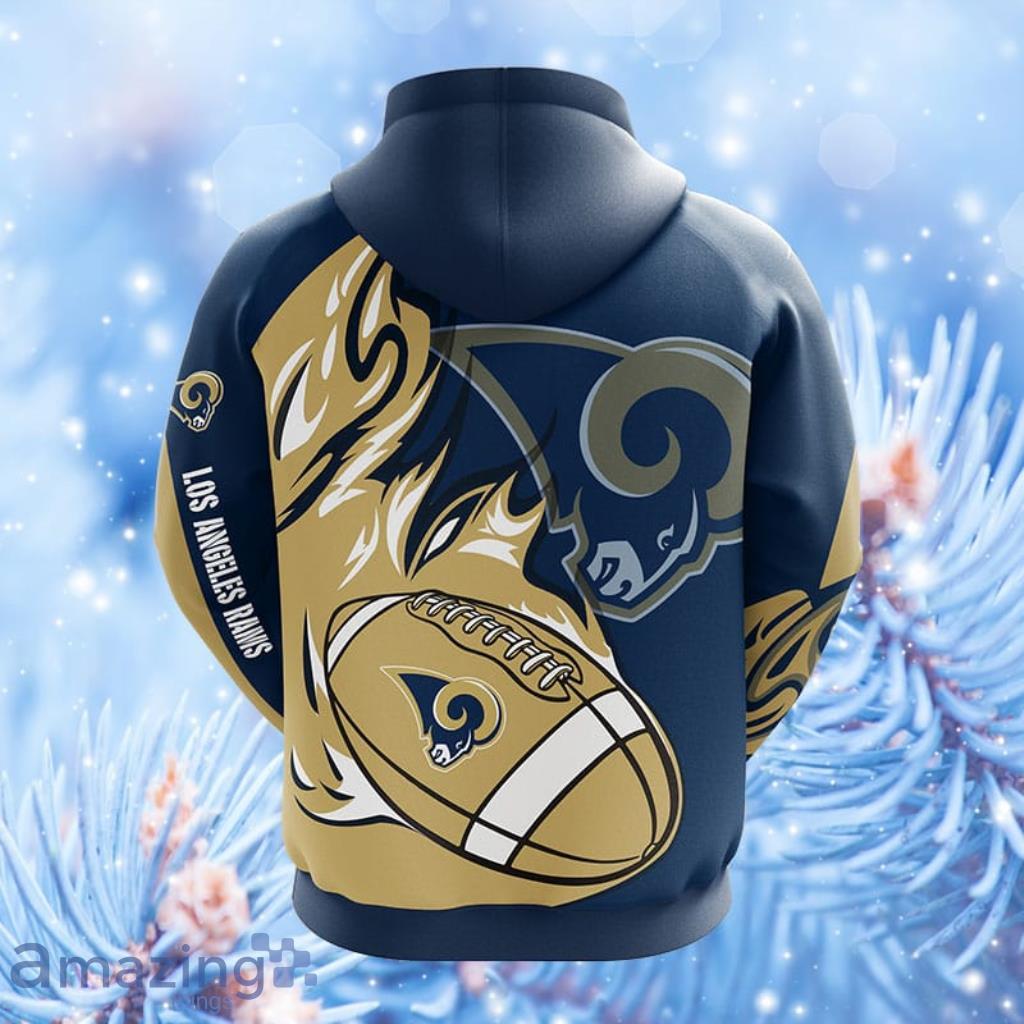 Los Angeles Rams Logo Football 3D Hoodie Nfl Ball 3D Sweatshirt