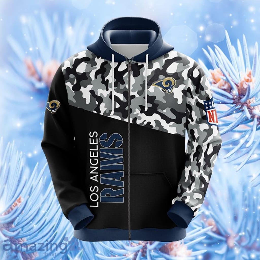 NFL Los Angeles Rams Camouflage Blue 3D Hoodie Zip Hoodie For Men