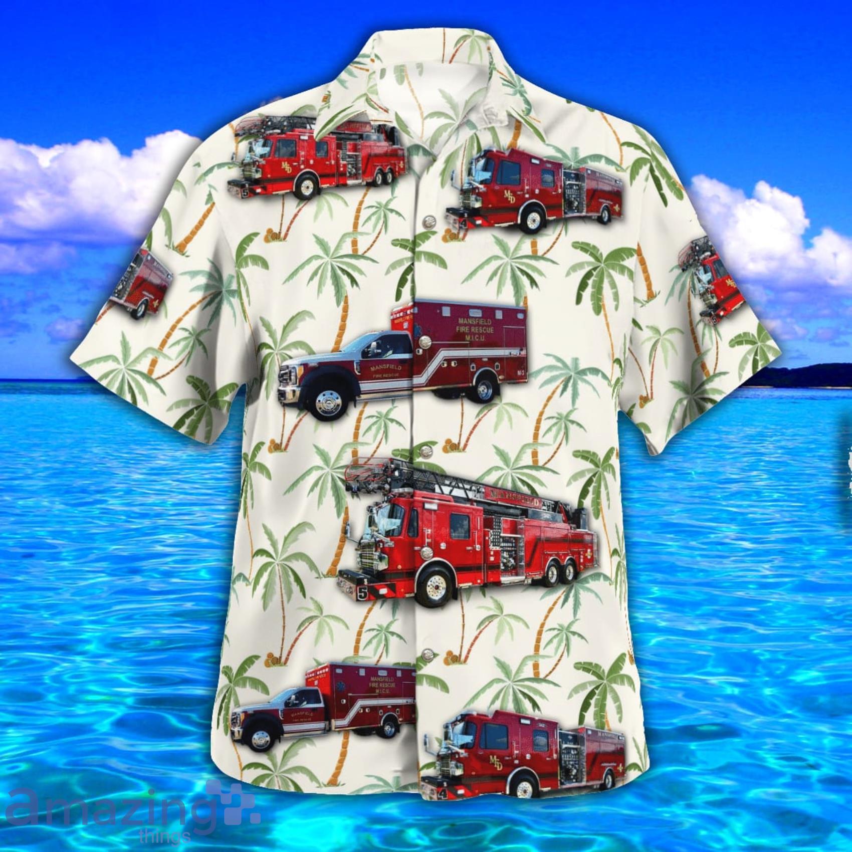 Mansfield Texas Fire Department Tropical Style Hawaiian Shirt And Beach Short image Mansfield Texas Fire Department Tropical Style Hawaiian Shirt And Beach Short Product Photo 2