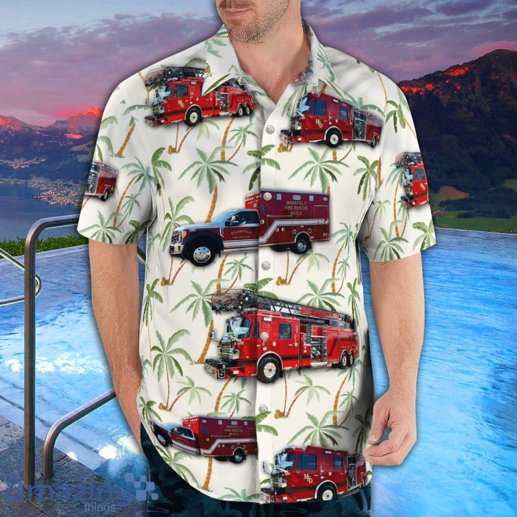 Mansfield Texas Fire Department Tropical Style Hawaiian Shirt And Beach Short image Mansfield Texas Fire Department Tropical Style Hawaiian Shirt And Beach Short Product Photo 3