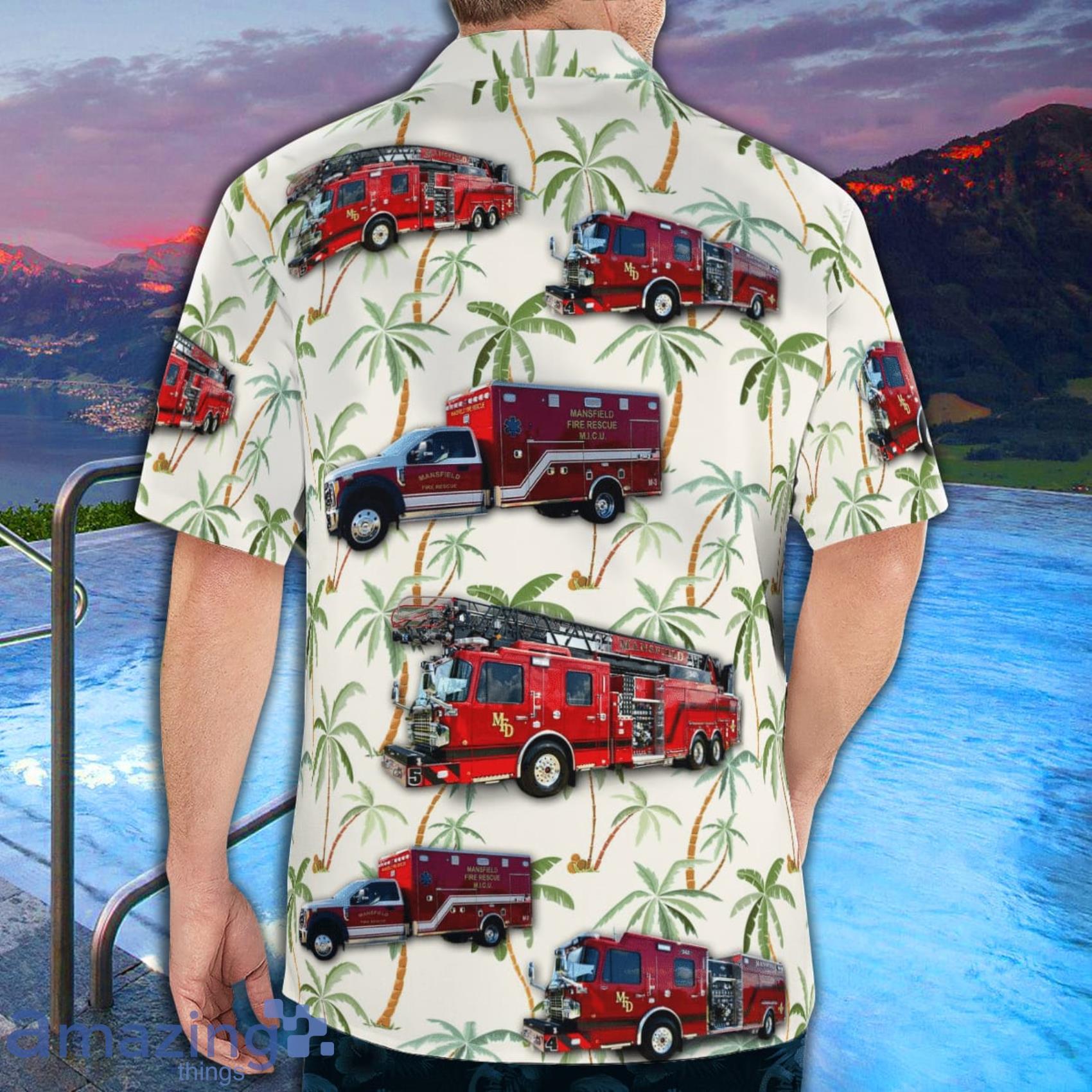 Mansfield Texas Fire Department Tropical Style Hawaiian Shirt And Beach Short image Mansfield Texas Fire Department Tropical Style Hawaiian Shirt And Beach Short Product Photo 4