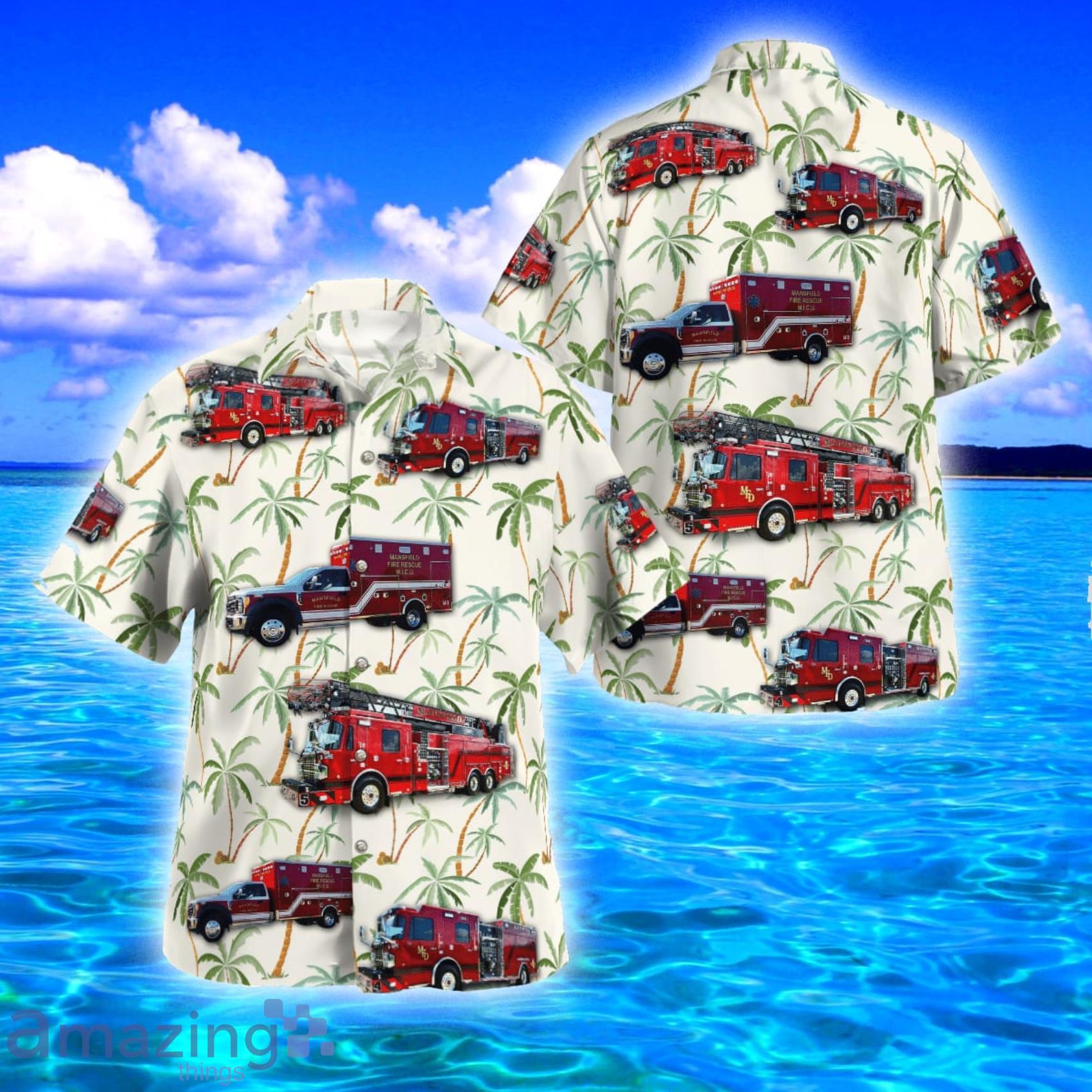Mansfield Texas Fire Department Tropical Style Hawaiian Shirt And Beach Short Product Photo 1