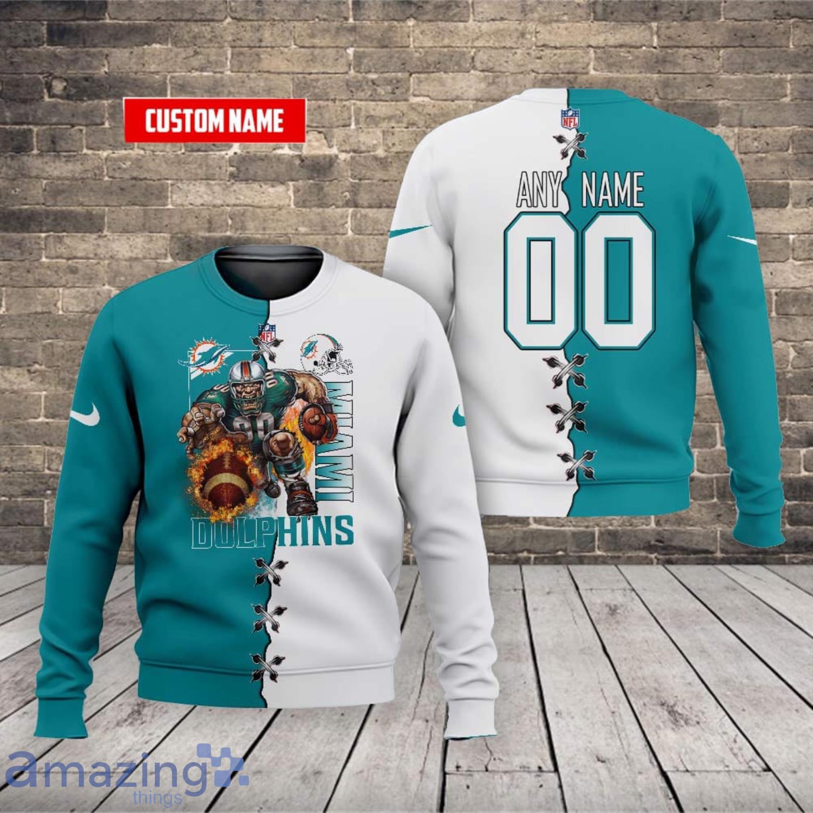 Miami Dolphins Nfl Custom Name And Number T-Shirt Sweatshirt