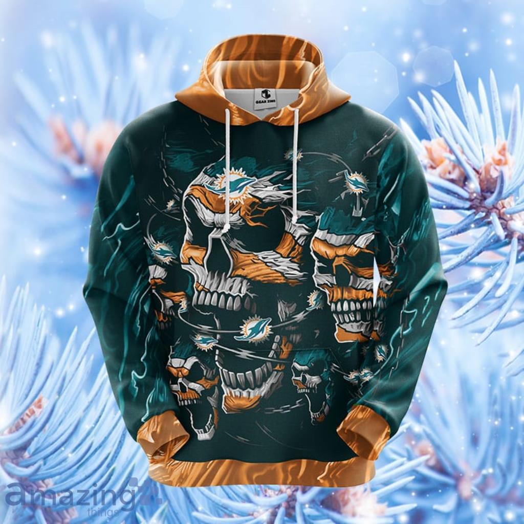 Miami Dolphins NFL Skull Funny Green Hoodie, Zip Hoodie 3D All