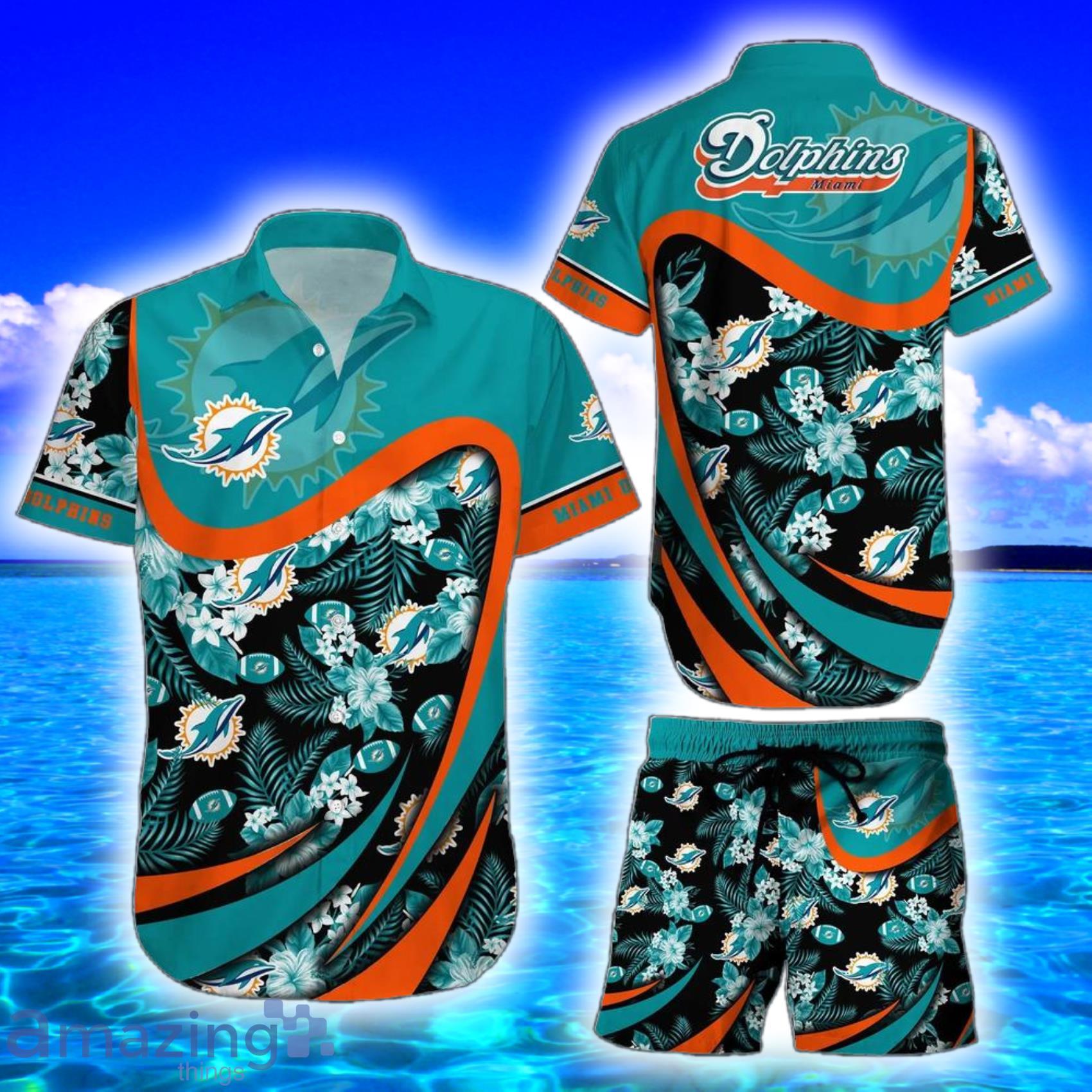 Miami Dolphins Flower Short Sleeve Hawaiian Shirt & Short