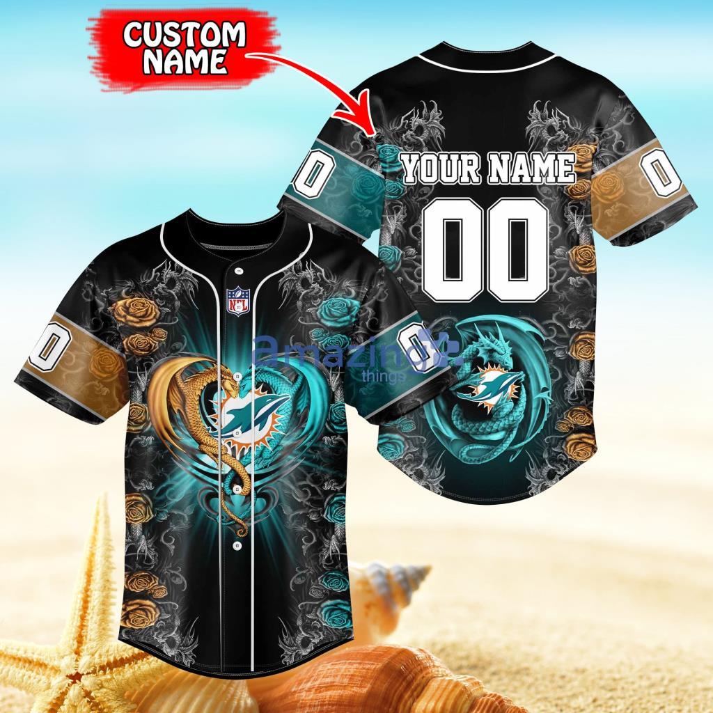 Dolphins Baseball Jersey Best Dad Ever Custom Miami Dolphins Gift
