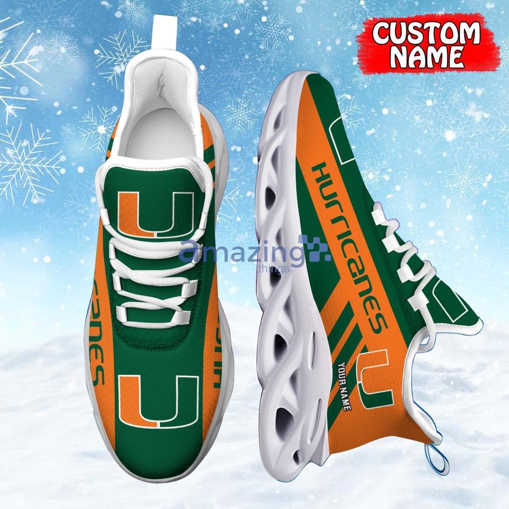 Miami Hurricanes Custom Name Personalized Max Soul Shoes For Men And Women image Miami Hurricanes Custom Name Personalized Max Soul Shoes For Men And Women Product Photo 2