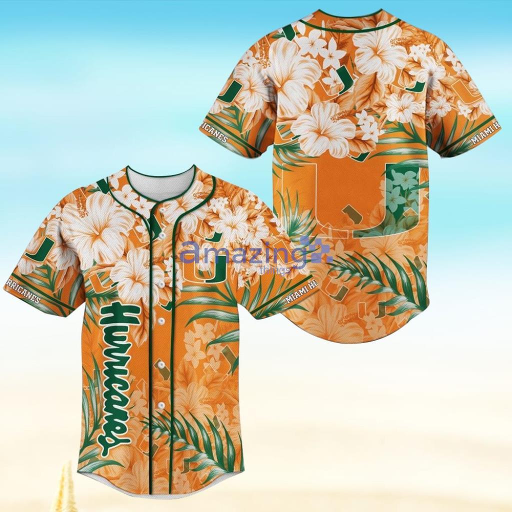Miami Hurricanes Flower Classic NFL Baseball Jersey Shirt Product Photo 1