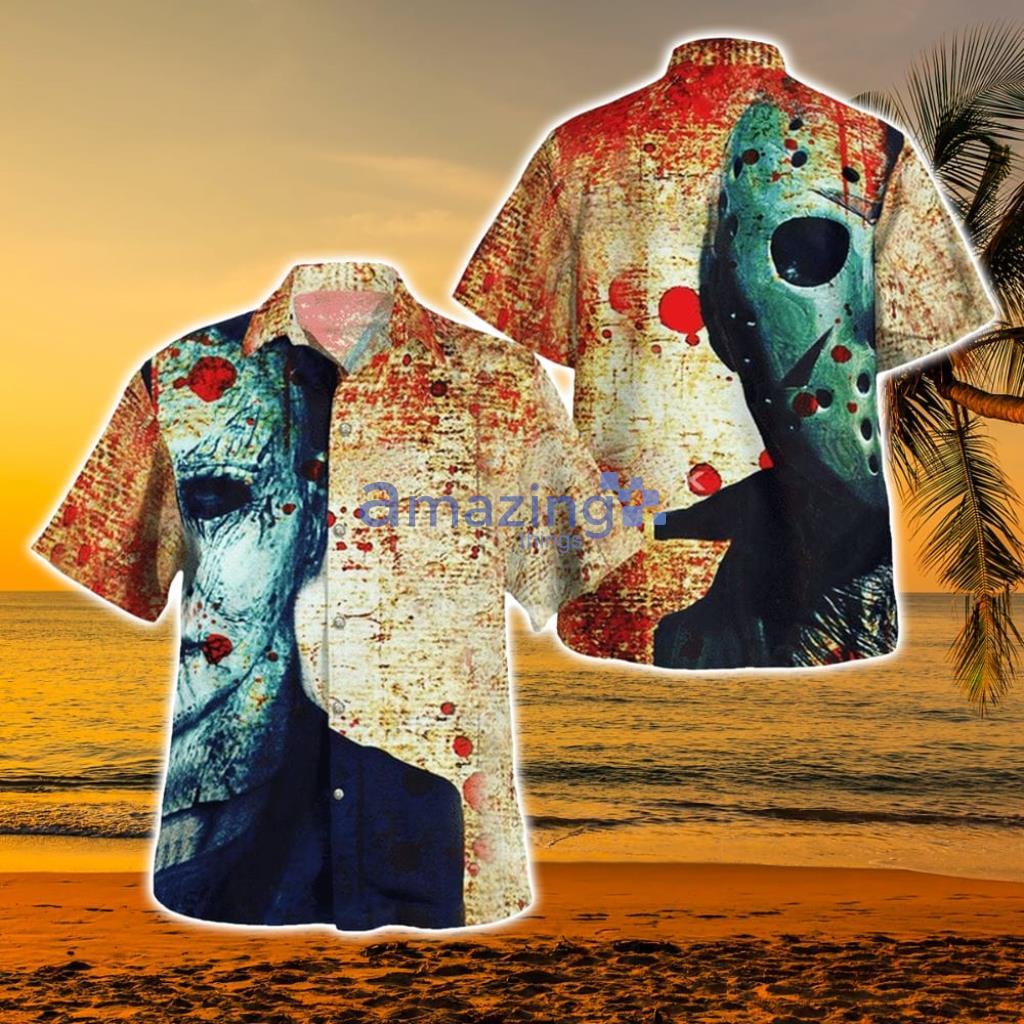 Michael Myers vs Jason Voorhees Face Halloween Hawaiian Shirt Product Photo 1 Michael Myers vs Jason Voorhees Face Halloween Hawaiian Shirt Product Photo 1