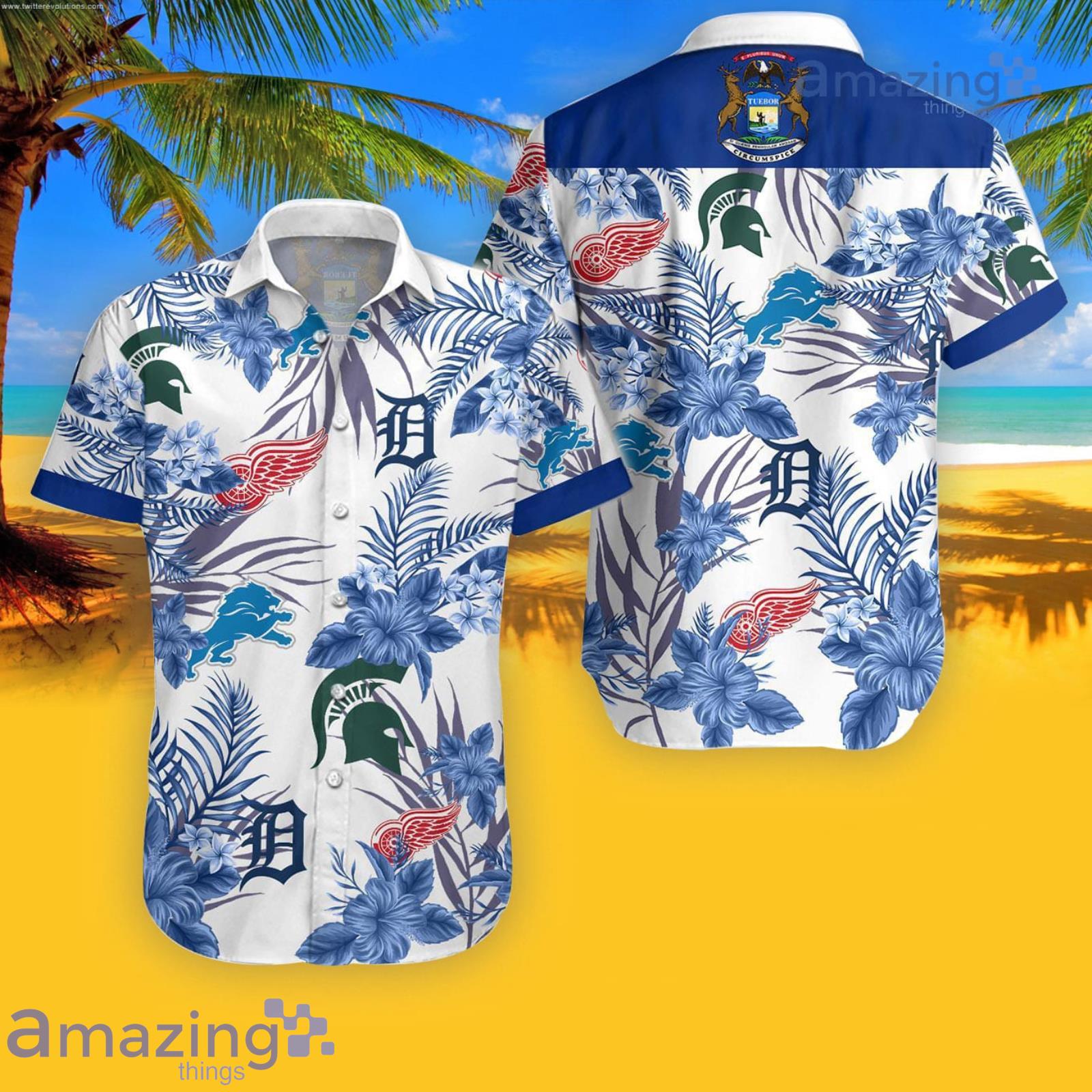 Michigan State Spartans Detroit Tigers Lions Red Wing Hawaiian Shirt For Men And Women Product Photo 1