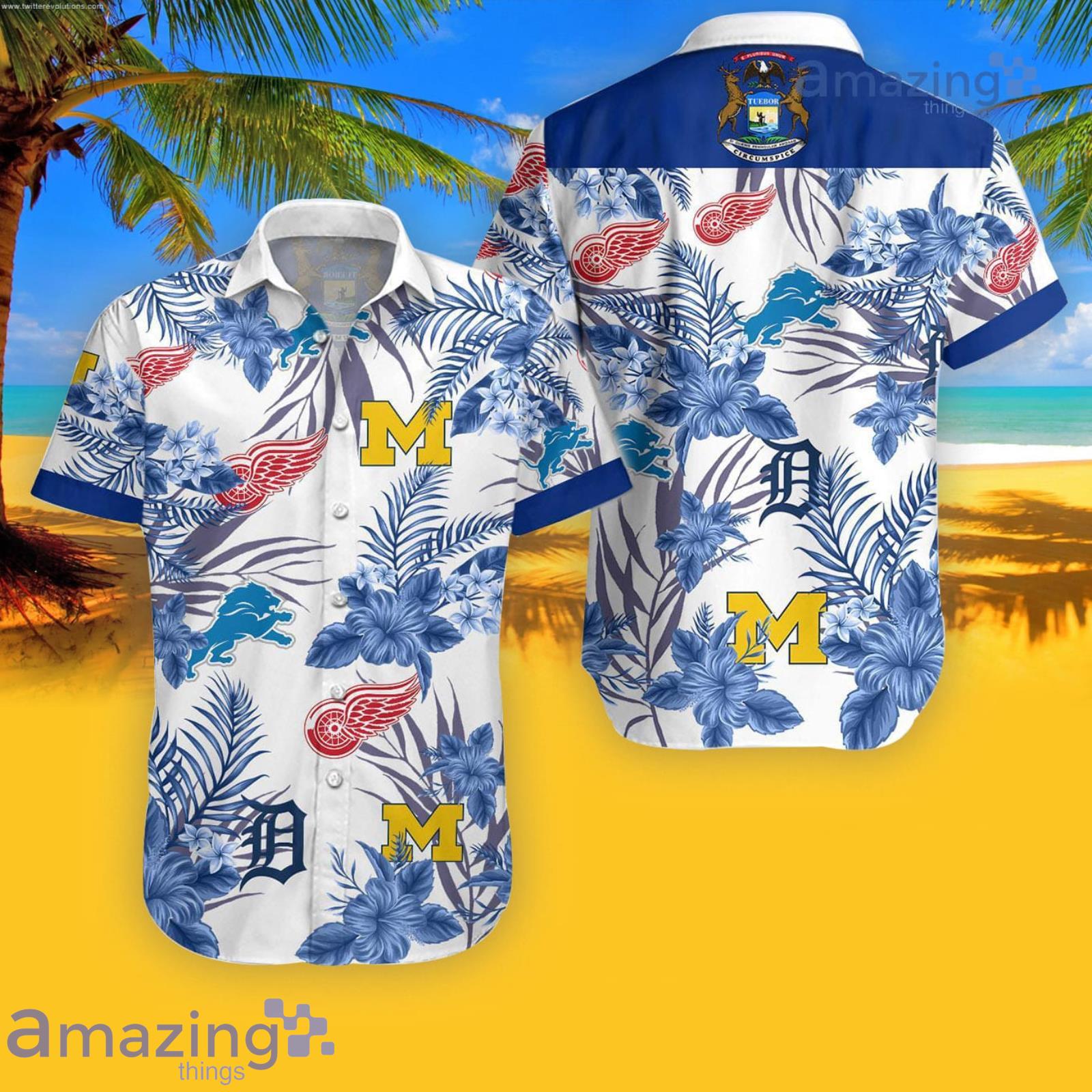 Michigan Wolverines Detroit Tigers Lions Red Wings Hawaiian Shirt For Men And Women Product Photo 1