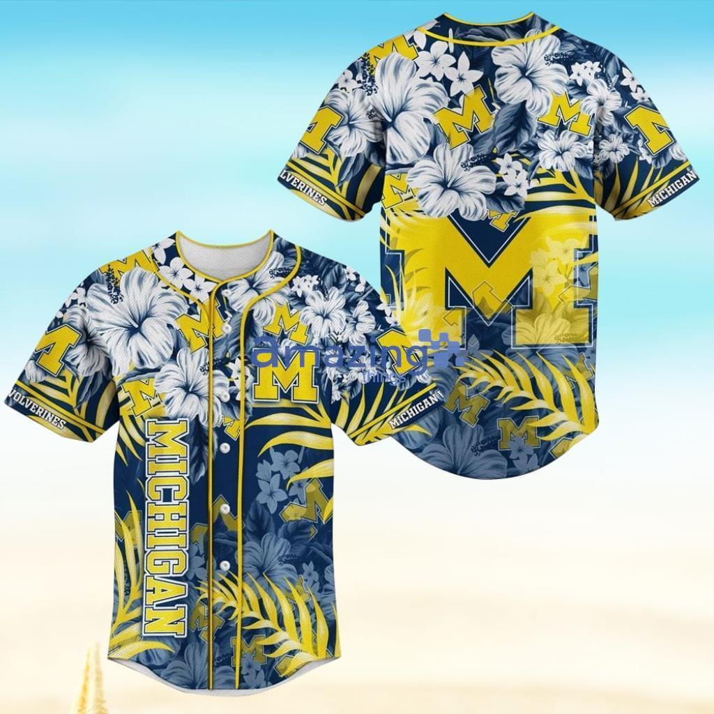 Michigan Wolverines Flower Classic Baseball Jersey Shirt Product Photo 1 Michigan Wolverines Flower Classic Baseball Jersey Shirt Product Photo 1