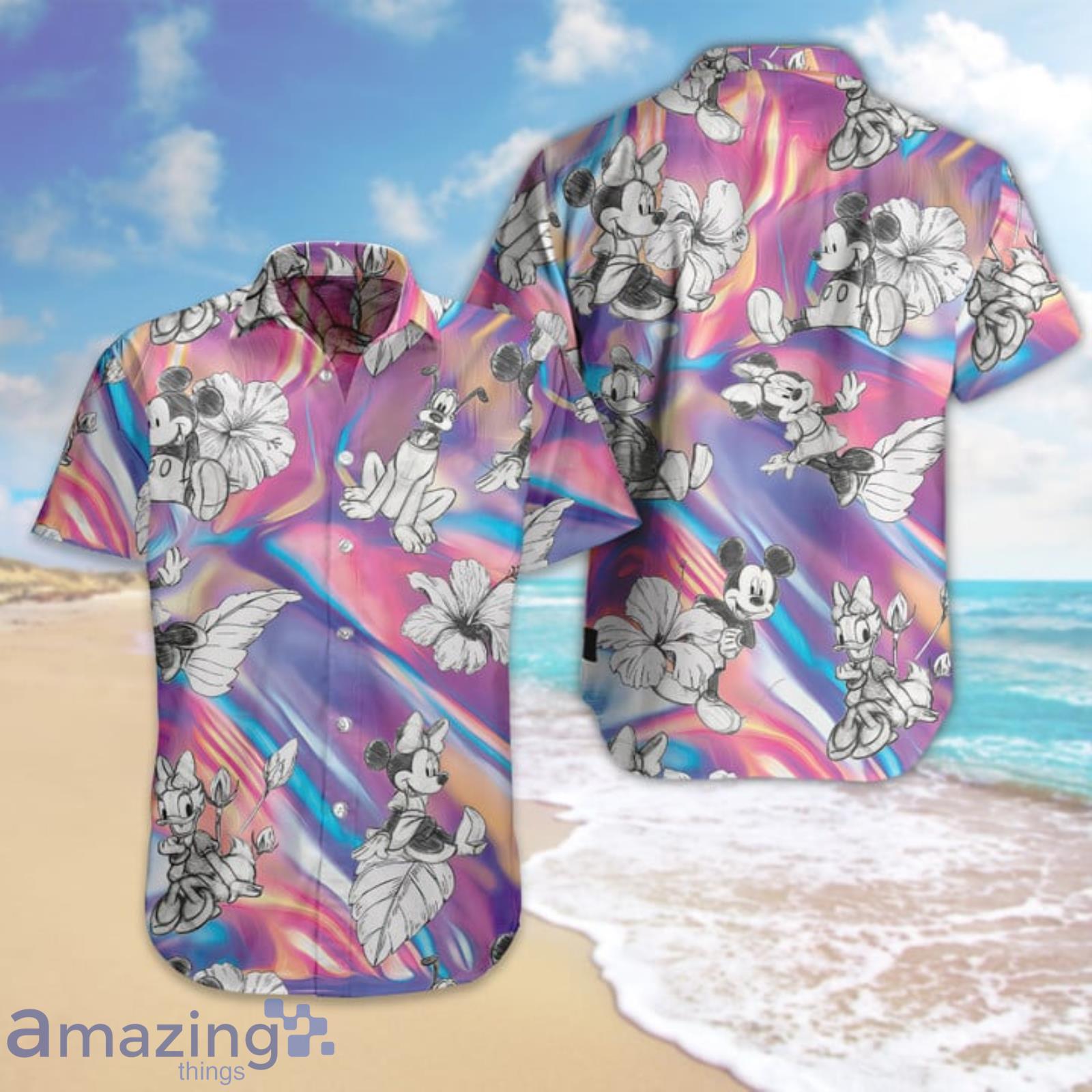 Mickey Mouse And Friends Hibiscus Pattern Hawaiian Shirt Product Photo 1