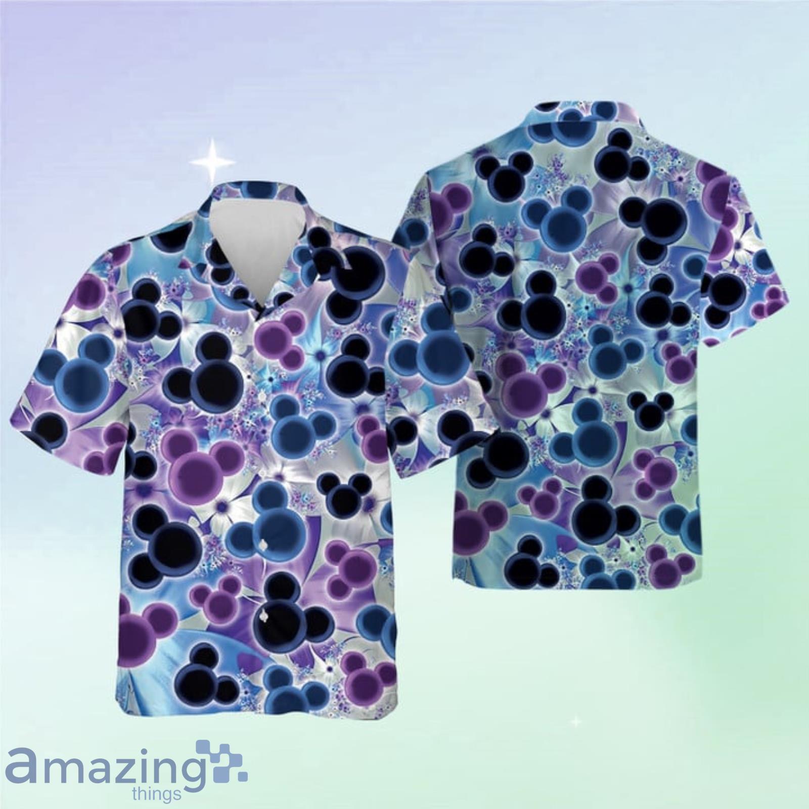 Mickey Mouse Head Floral Pattern Hawaiian Shirt Product Photo 1
