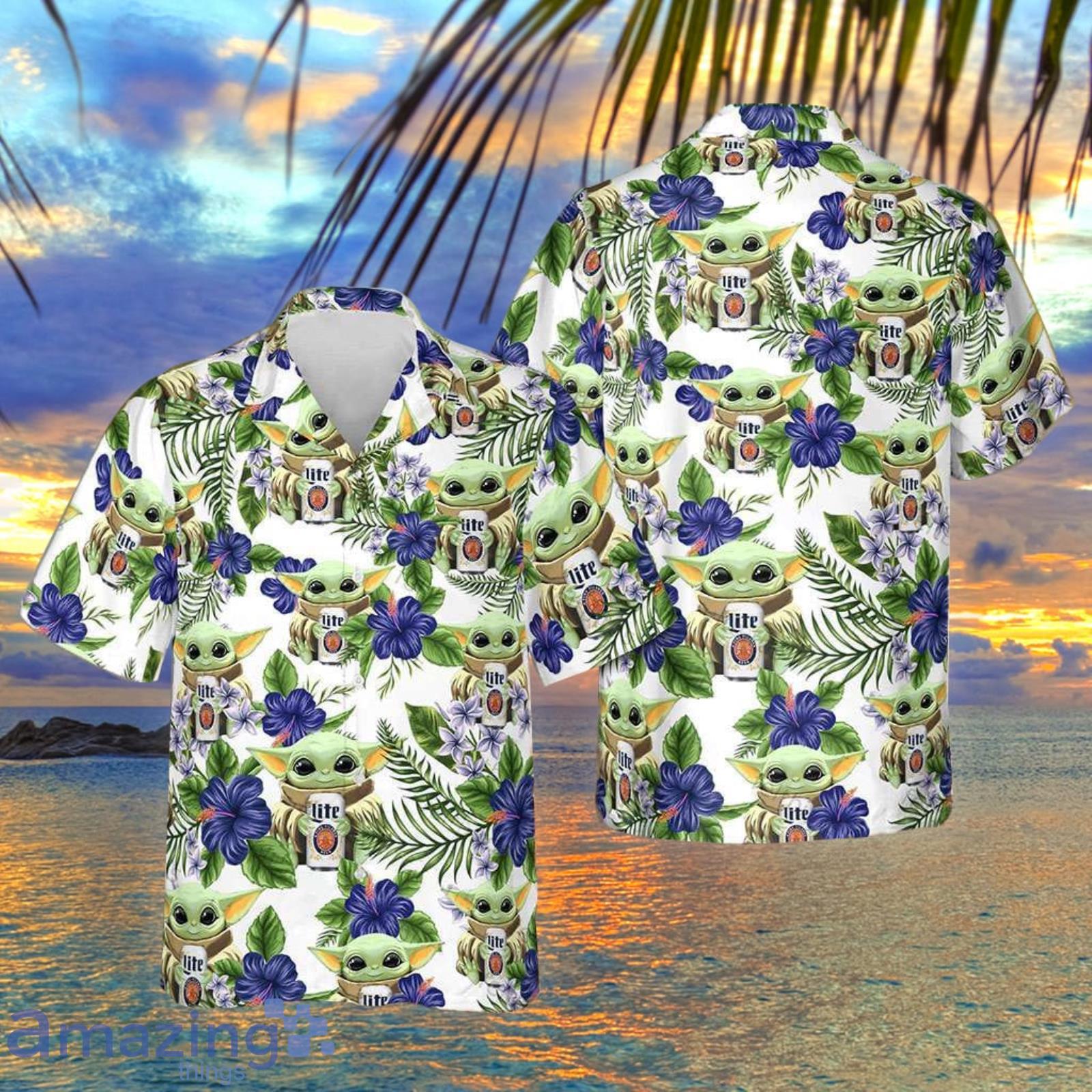 Miller Lite Beer Baby Yoda Men And Women Hawaiian Shirt Summer Gift Product Photo 1
