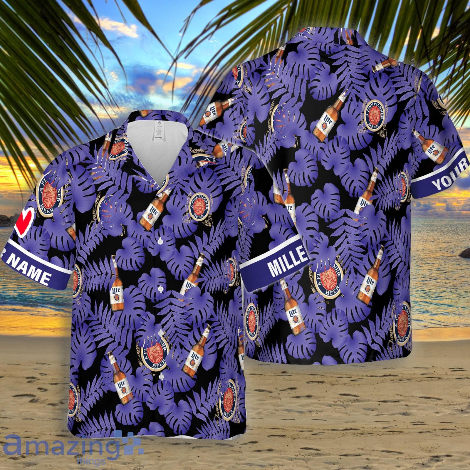 Miller Lite Beer Custom Name All Over Print Men And Women Hawaiian Shirt Summer Gift Product Photo 1