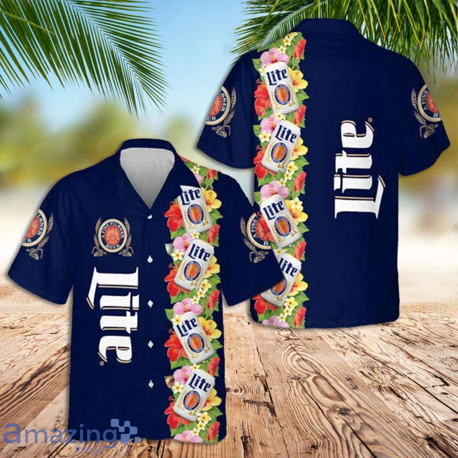 Miller Lite Beer Tropical Flower Men And Women Hawaiian Shirt Summer Gift Product Photo 1