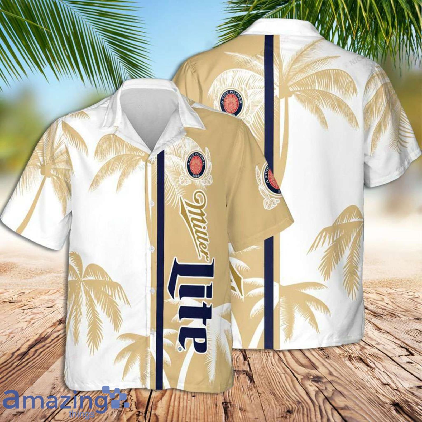 Miller Lite Light Yellow Coconut Trees Men And Women Hawaiian Shirt Summer Gift Product Photo 1 Miller Lite Light Yellow Coconut Trees Men And Women Hawaiian Shirt Summer Gift Product Photo 1