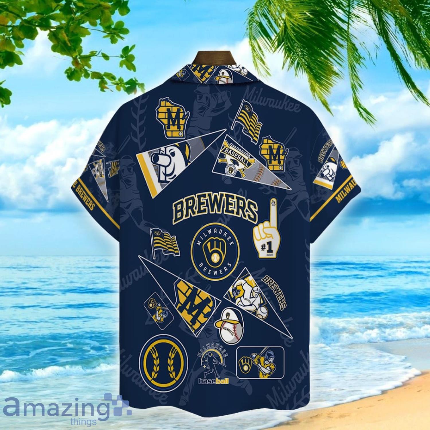 Milwaukee Brewers Major League Baseball Short Sleeve 3D Hawaiian