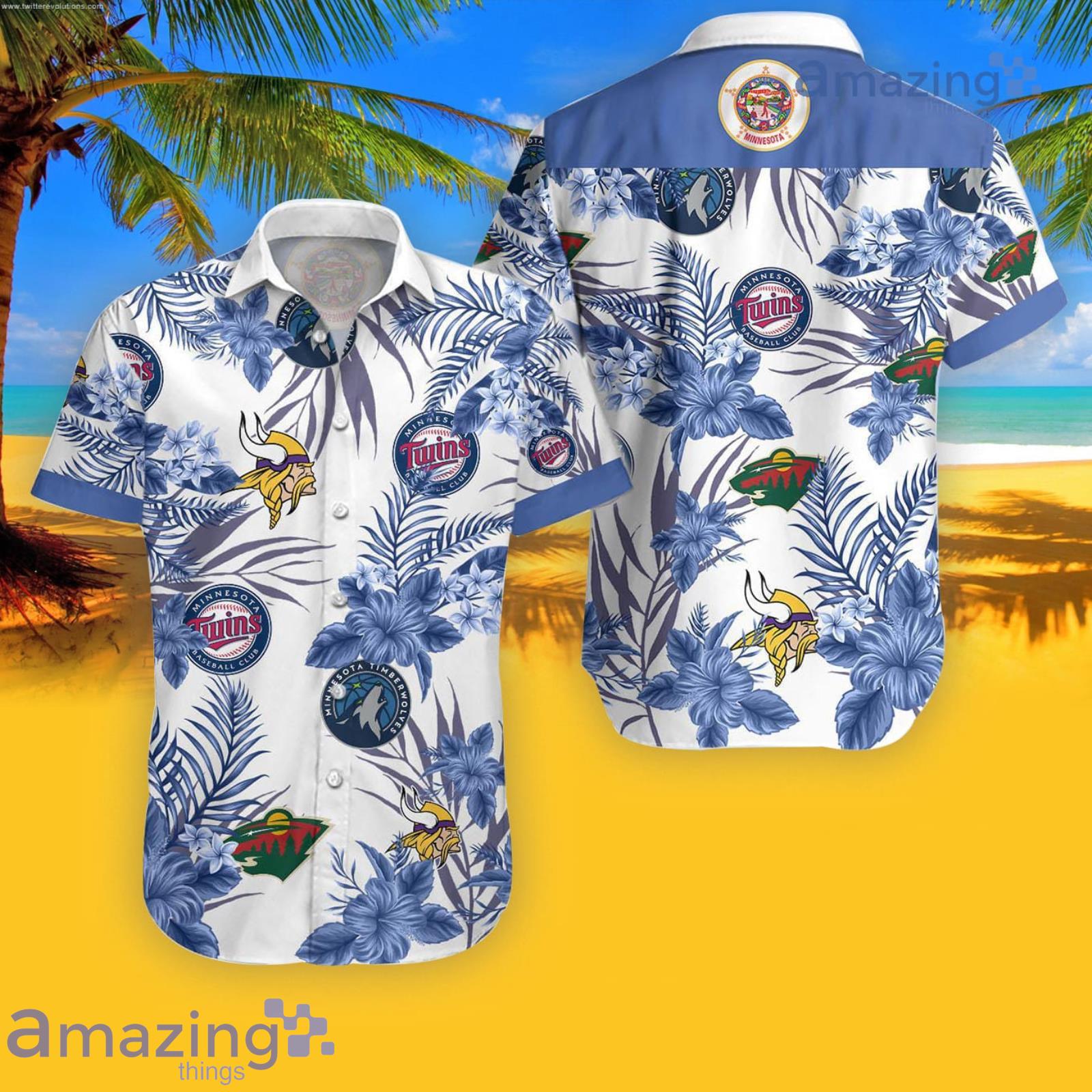 Minnesota Aloha Minnesota Vikings Twins Timberwolves Wild Hawaiian Shirt For Men And Women Product Photo 1