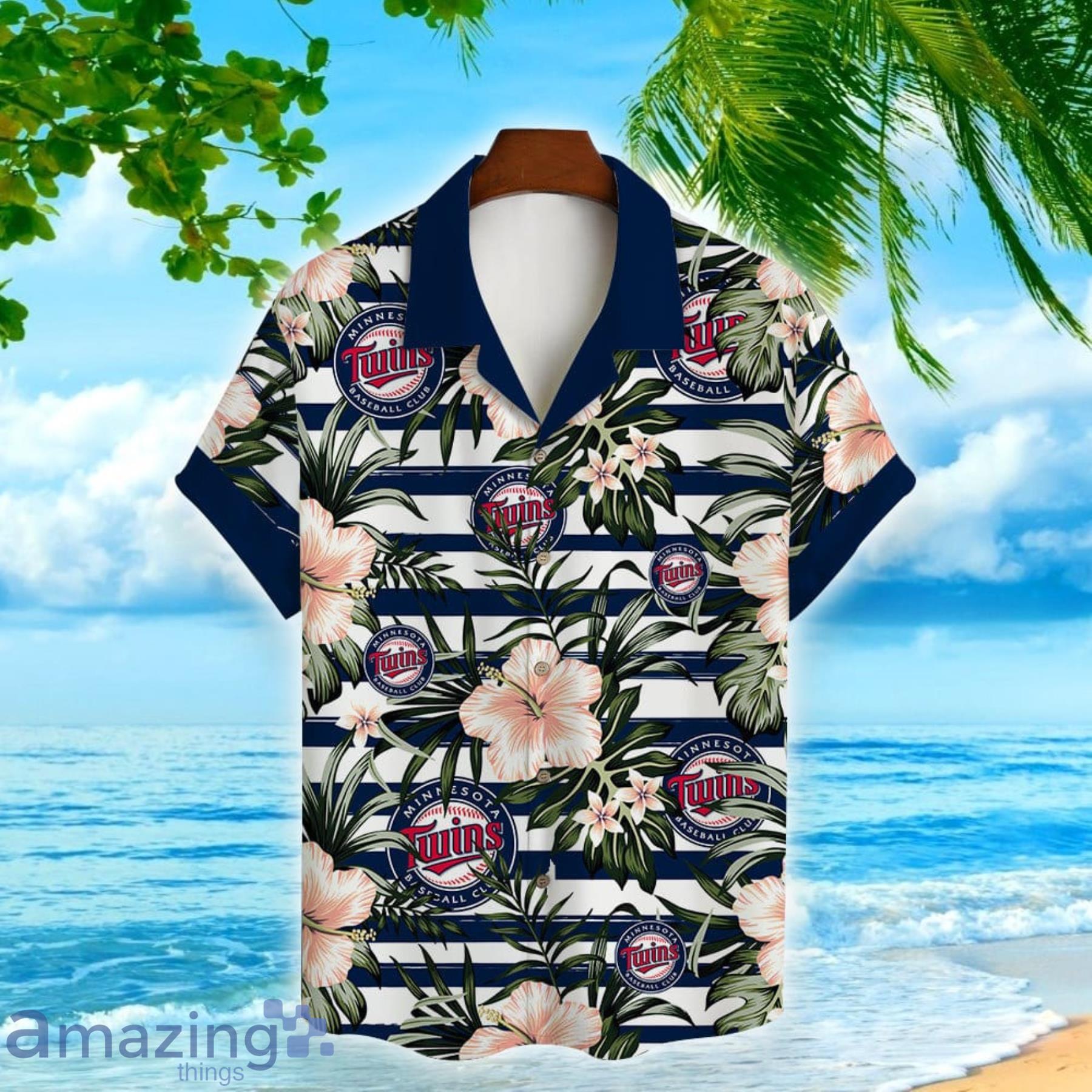 Minnesota Twins Baseball Floral Aloha Hawaiian Shirt Summer Vacation