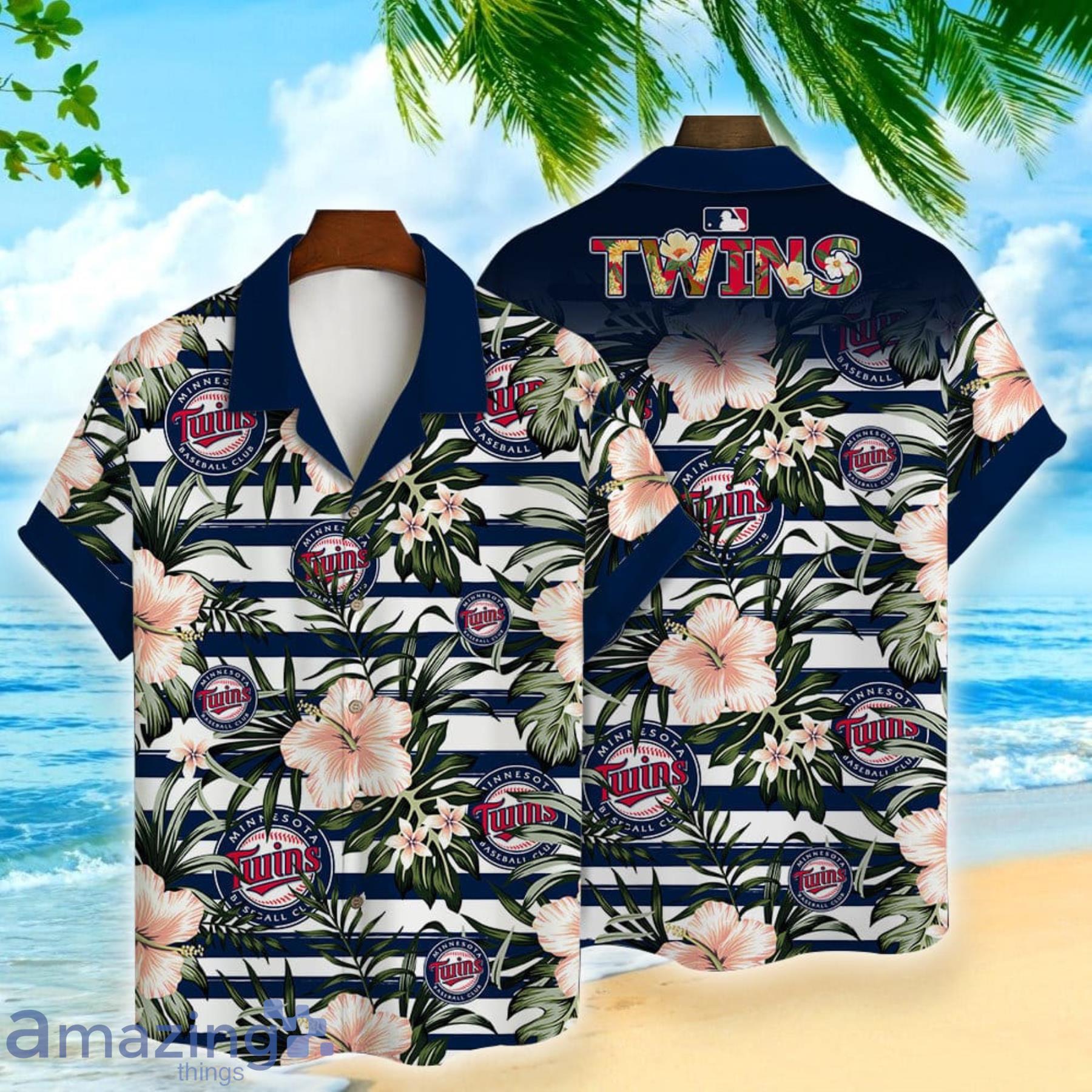 Minnesota Twins Baseball Floral Aloha Hawaiian Shirt Summer Vacation