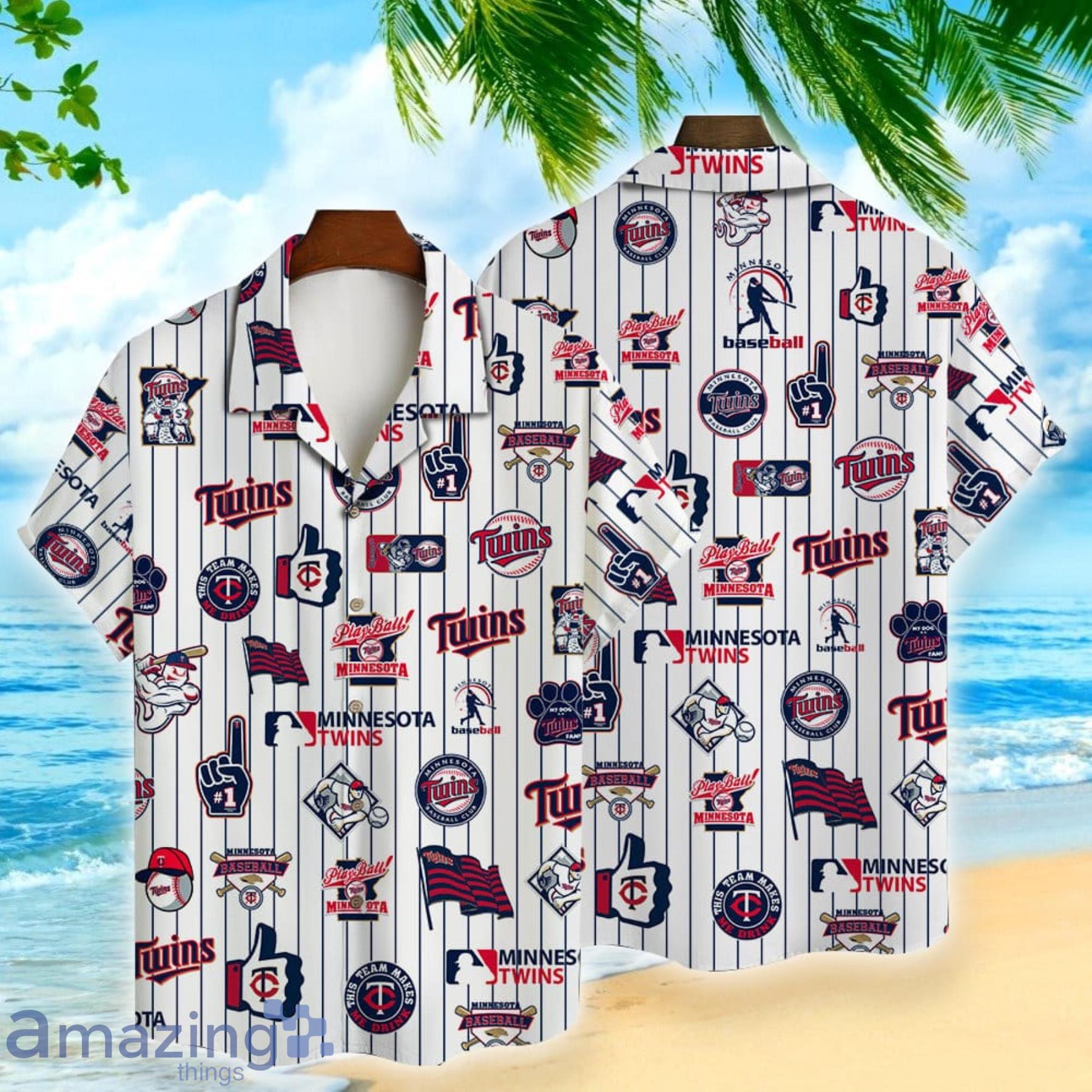 Minnesota Twins Fans Striped Style Hawaiian Shirt Major League Baseball Gift Product Photo 1
