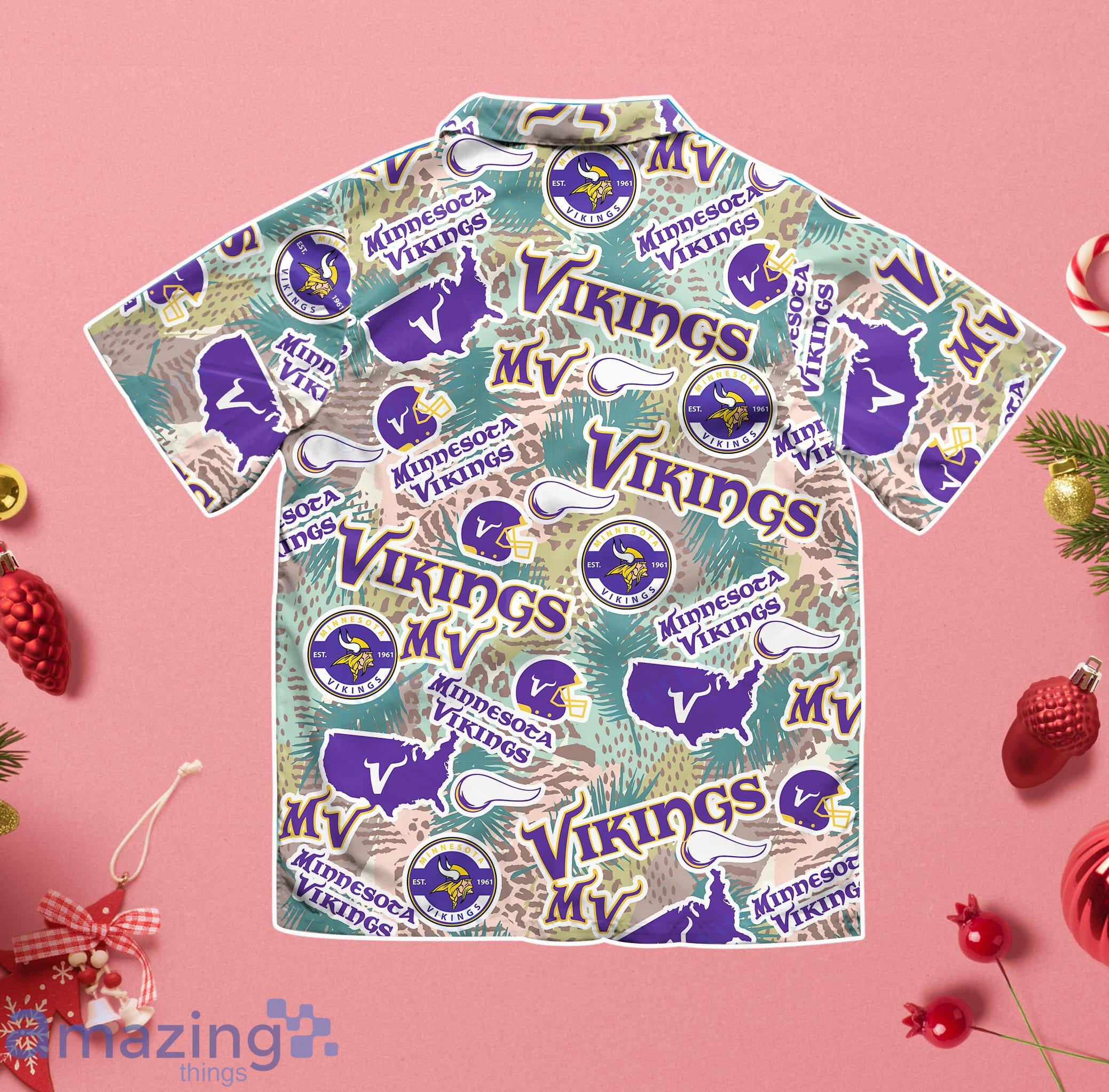 Minnesota Vikings American Flag Logo Hawaiian Shirt Vacation Gift For Men  And Women Gift - Banantees