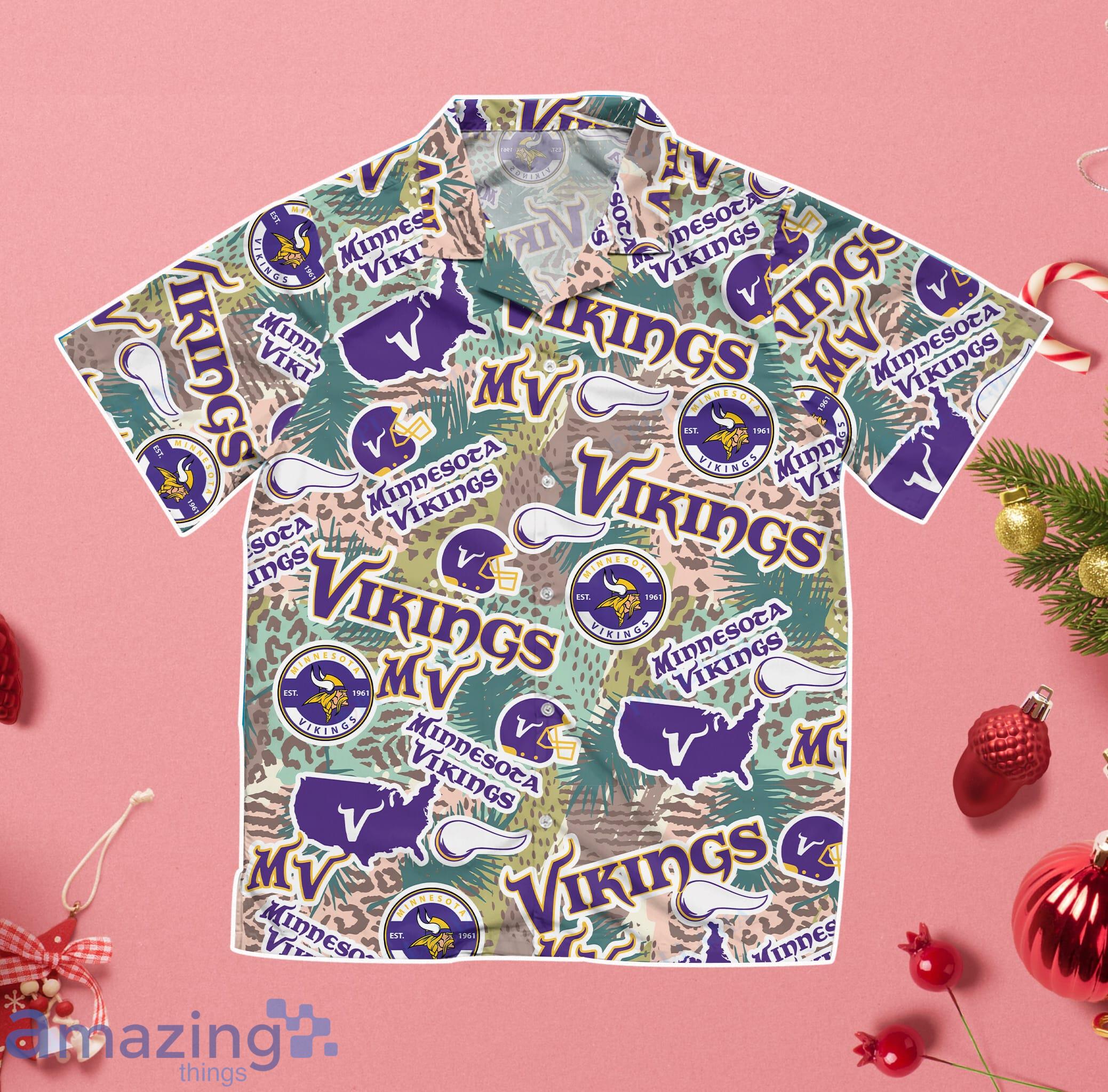 Minnesota Vikings American Flag Logo Hawaiian Shirt Vacation Gift For Men  And Women Gift - Banantees