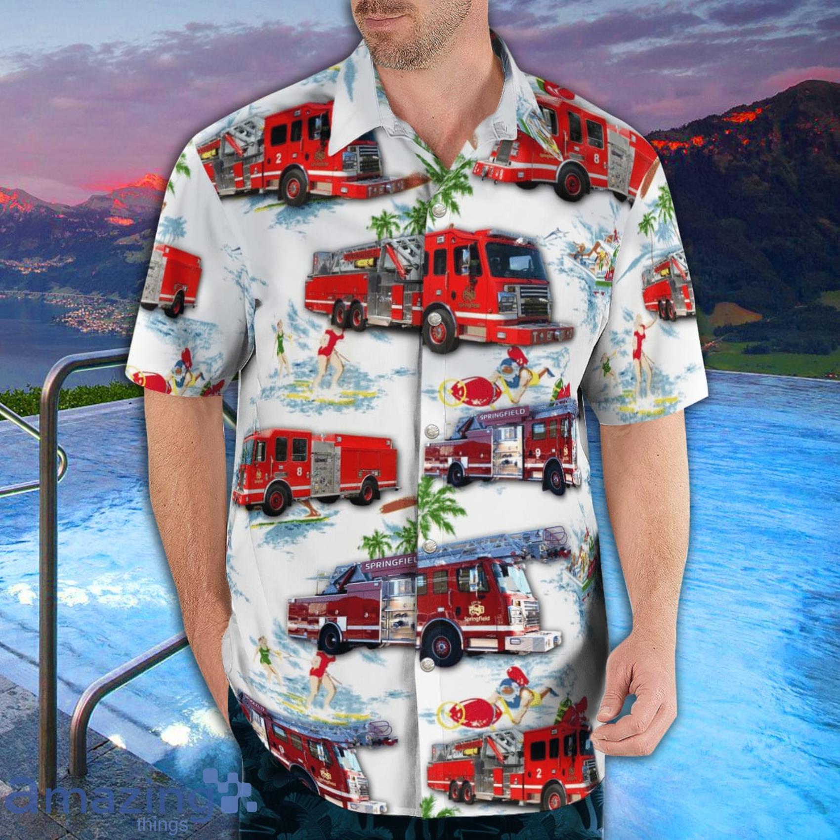 Missouri, Springfield Fire Department Tropical Style Hawaiian Shirt image Missouri, Springfield Fire Department Tropical Style Hawaiian Shirt Product Photo 4